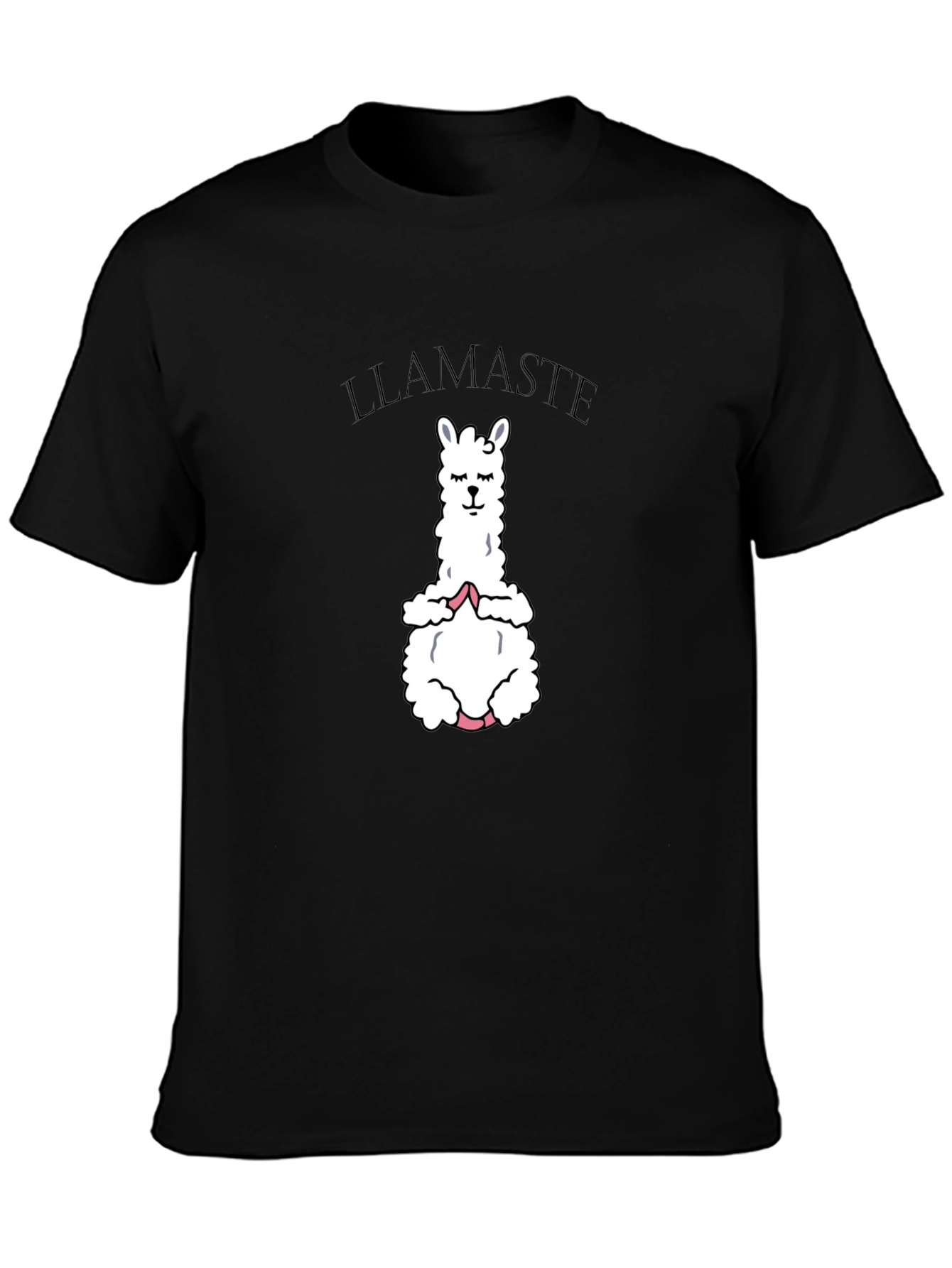 Black Llamaste Yoga T-Shirt - Meditating Llama Graphic Tee view 3