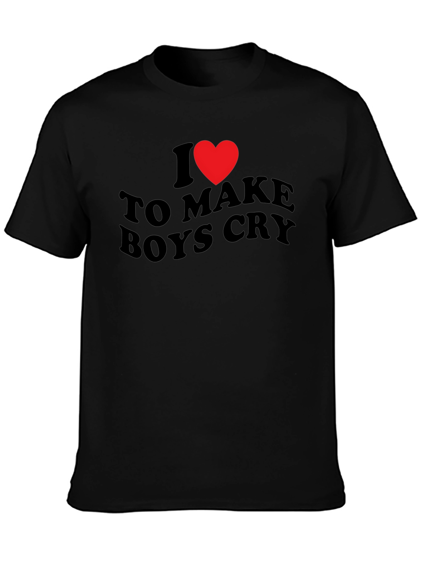 Black I Heart to Make Boys Cry Black T-Shirt view 3