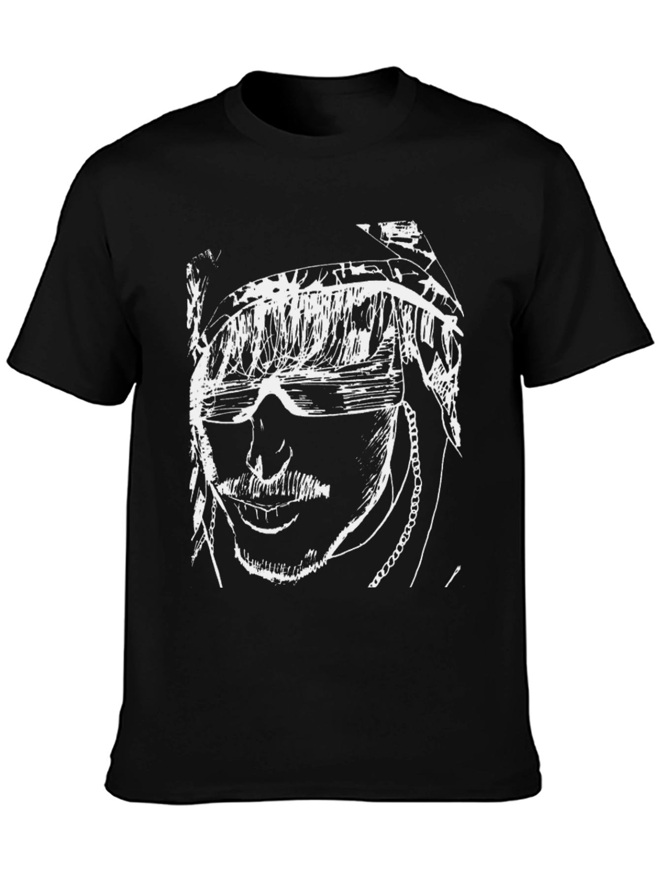 Black Abstract Face Graphic Tee - Black view 3