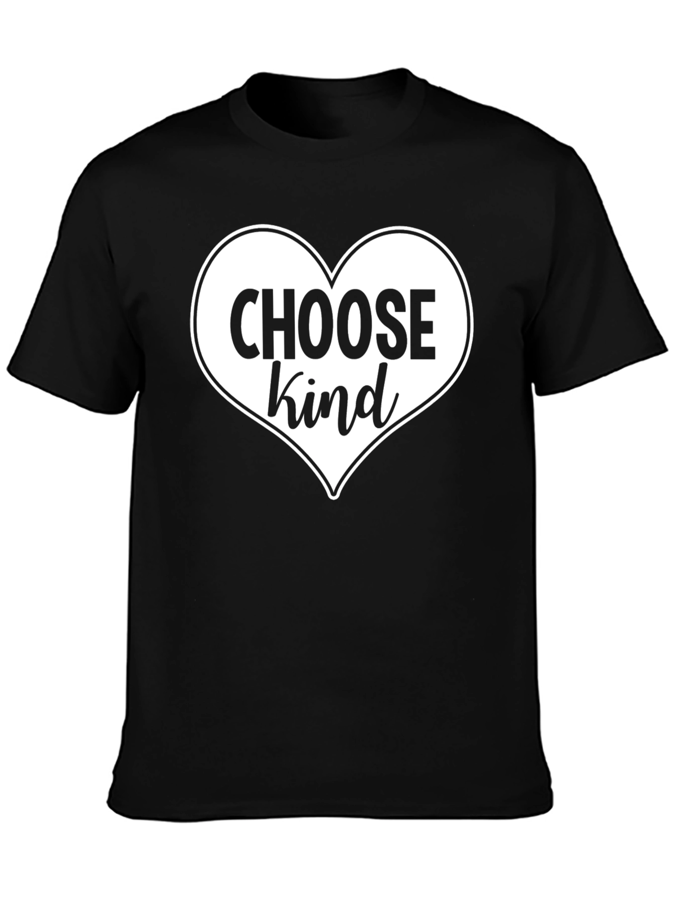 Black Choose Kind Heart Graphic Tee - Soft Cotton Blend view 3
