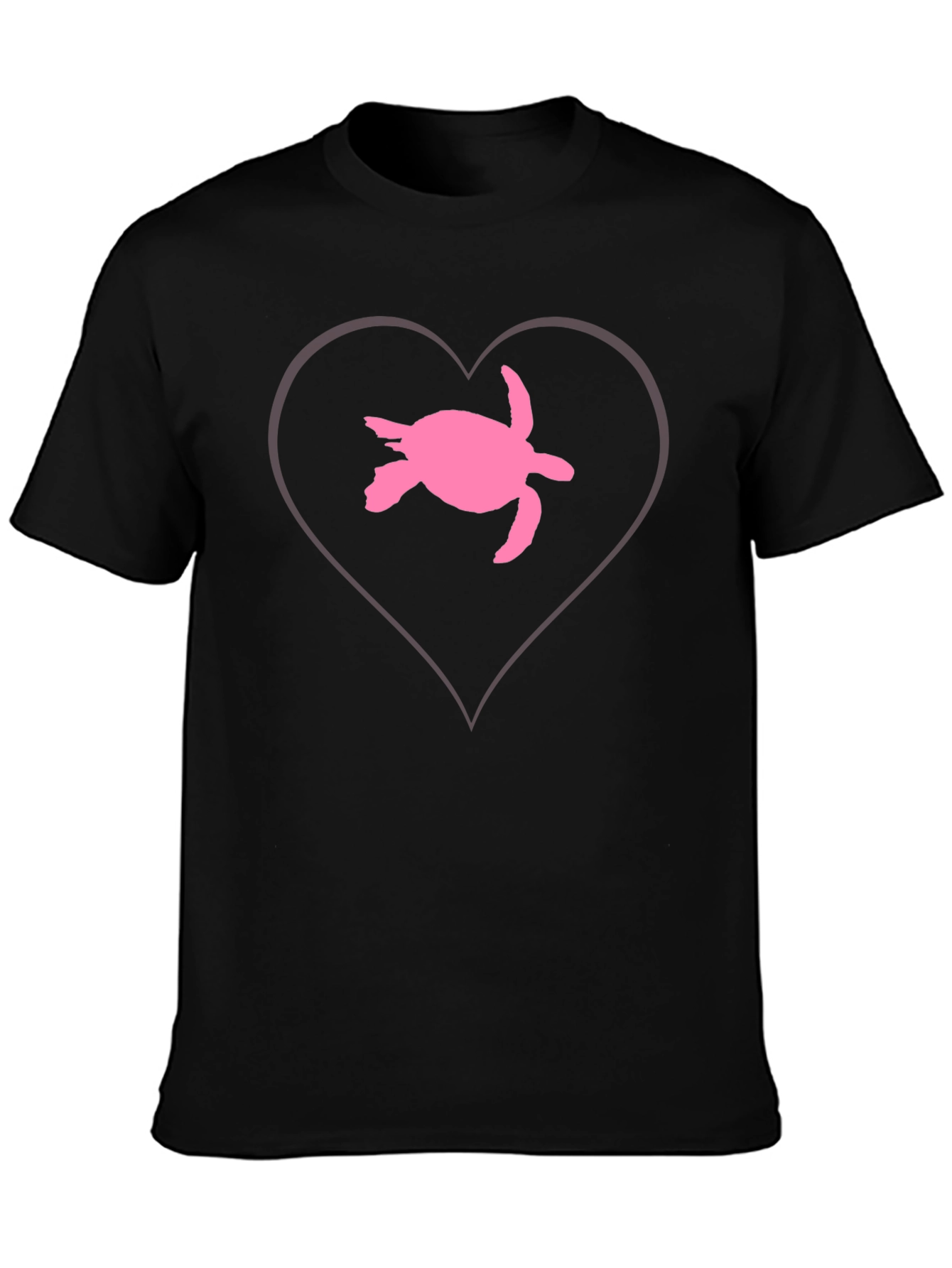 Black Sea Turtle Heart T-Shirt - Black Cotton view 3
