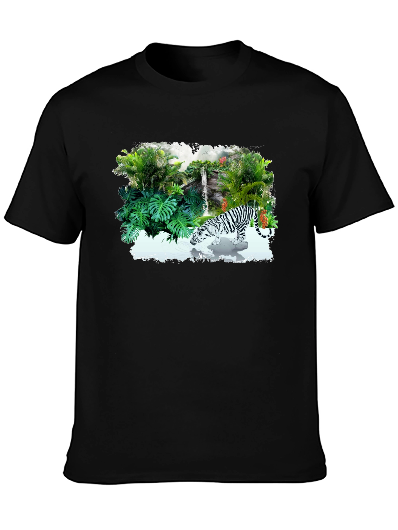 Black Jungle Tiger Graphic Tee - Black view 3