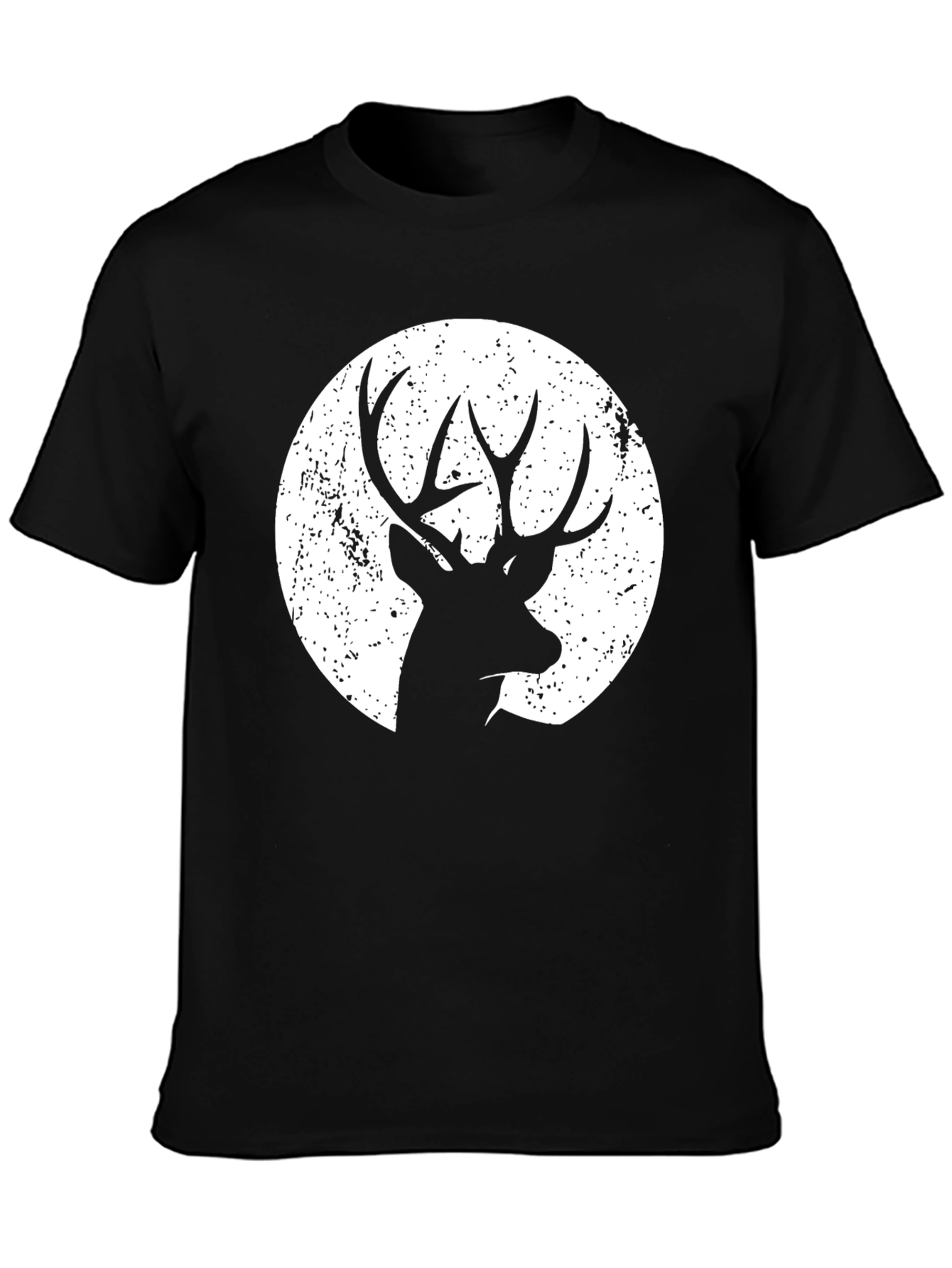 Black Deer Silhouette Graphic Tee - Black Cotton Blend view 3