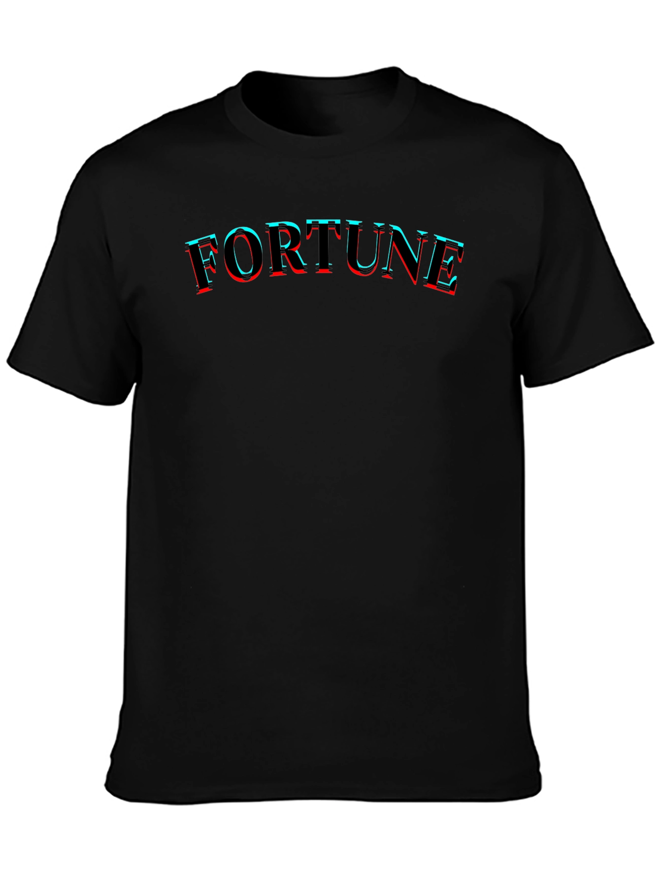Black Fortune Graphic Print Crew Neck T-Shirt view 3
