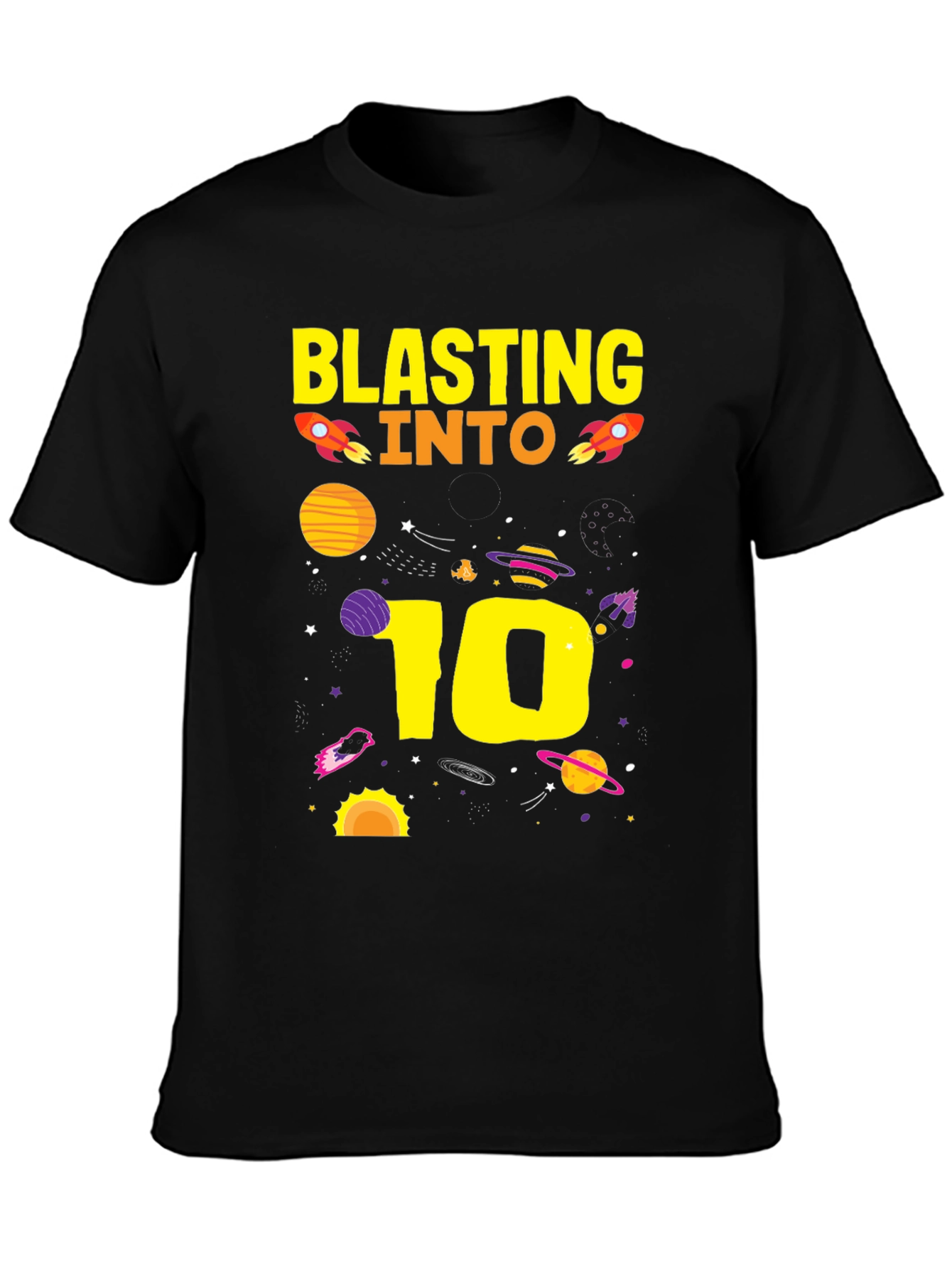 Black Blasting Into 10th Birthday T-Shirt view 3
