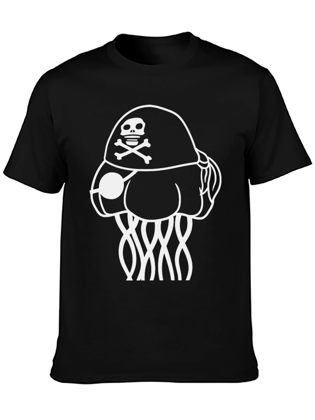 Black Pirate Jellyfish Graphic Tee - Black Cotton Comfort view 3