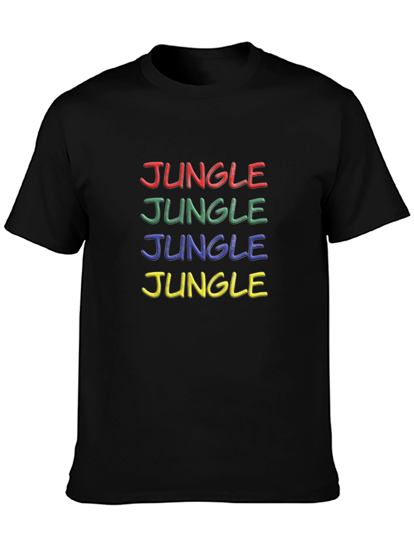 Black Colorful Jungle Graphic Print T-Shirt view 3
