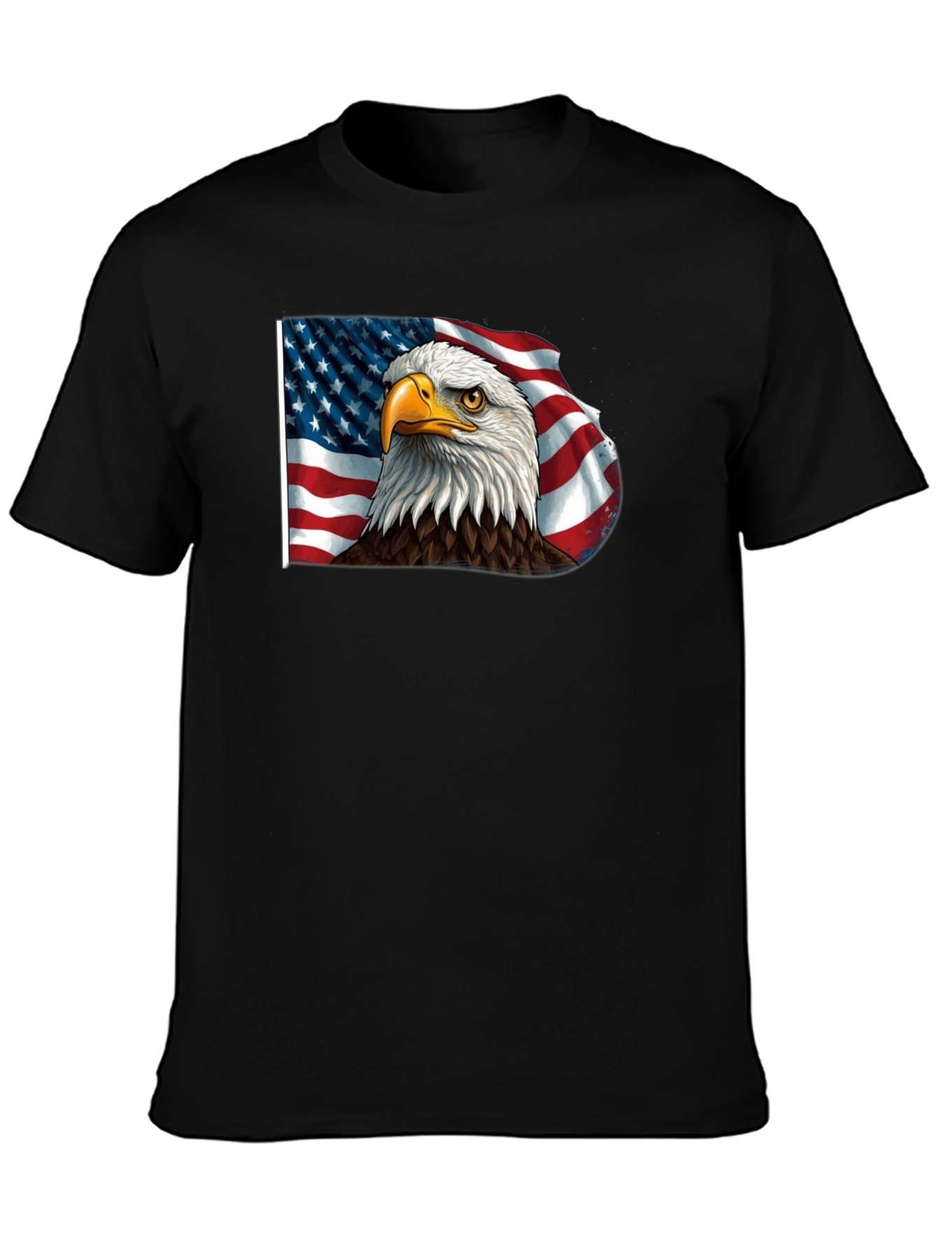Black American Eagle Flag Graphic Tee - Patriotic Style view 3