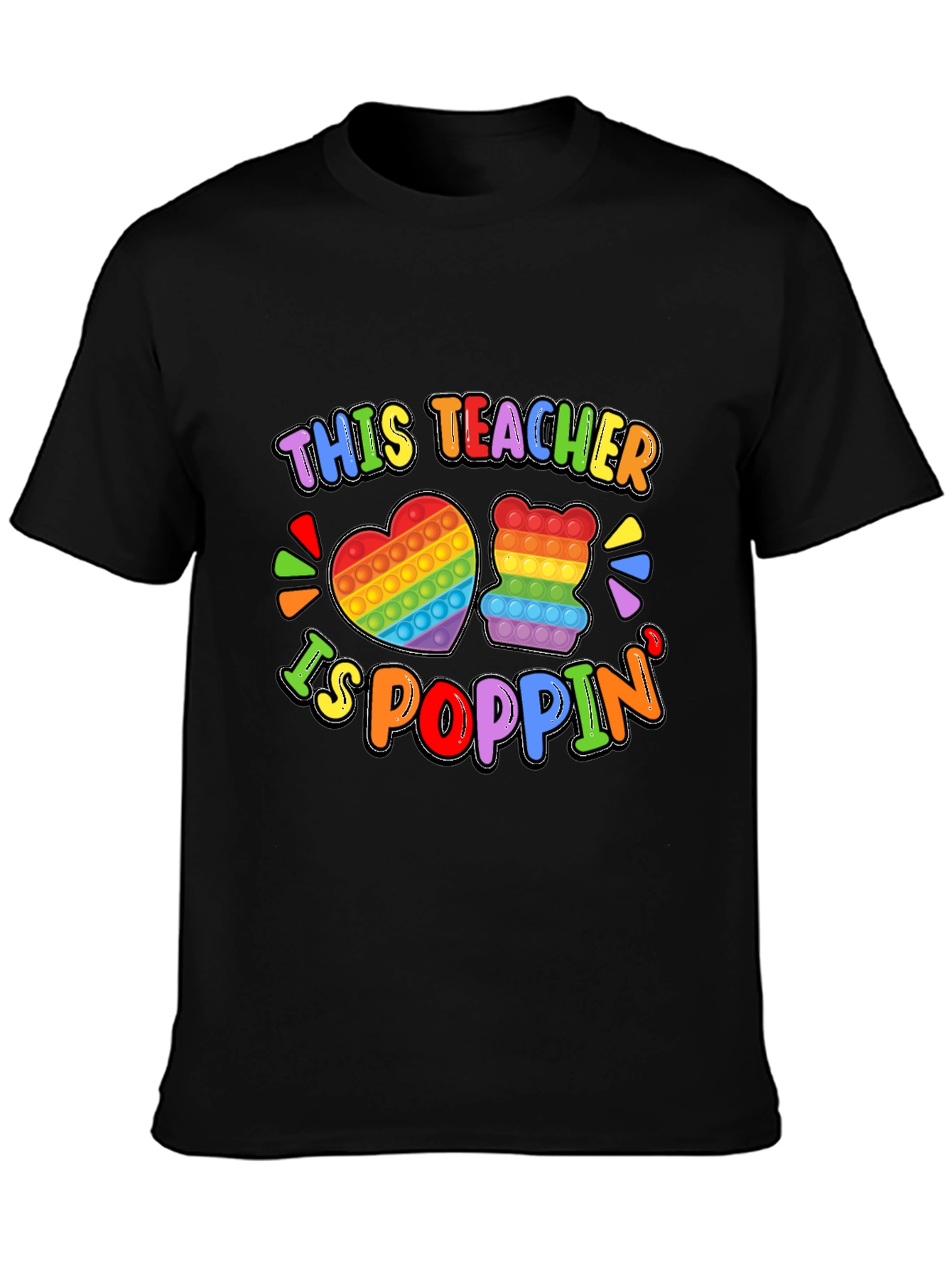 Black This Teacher Is Poppin' Graphic T-Shirt view 3