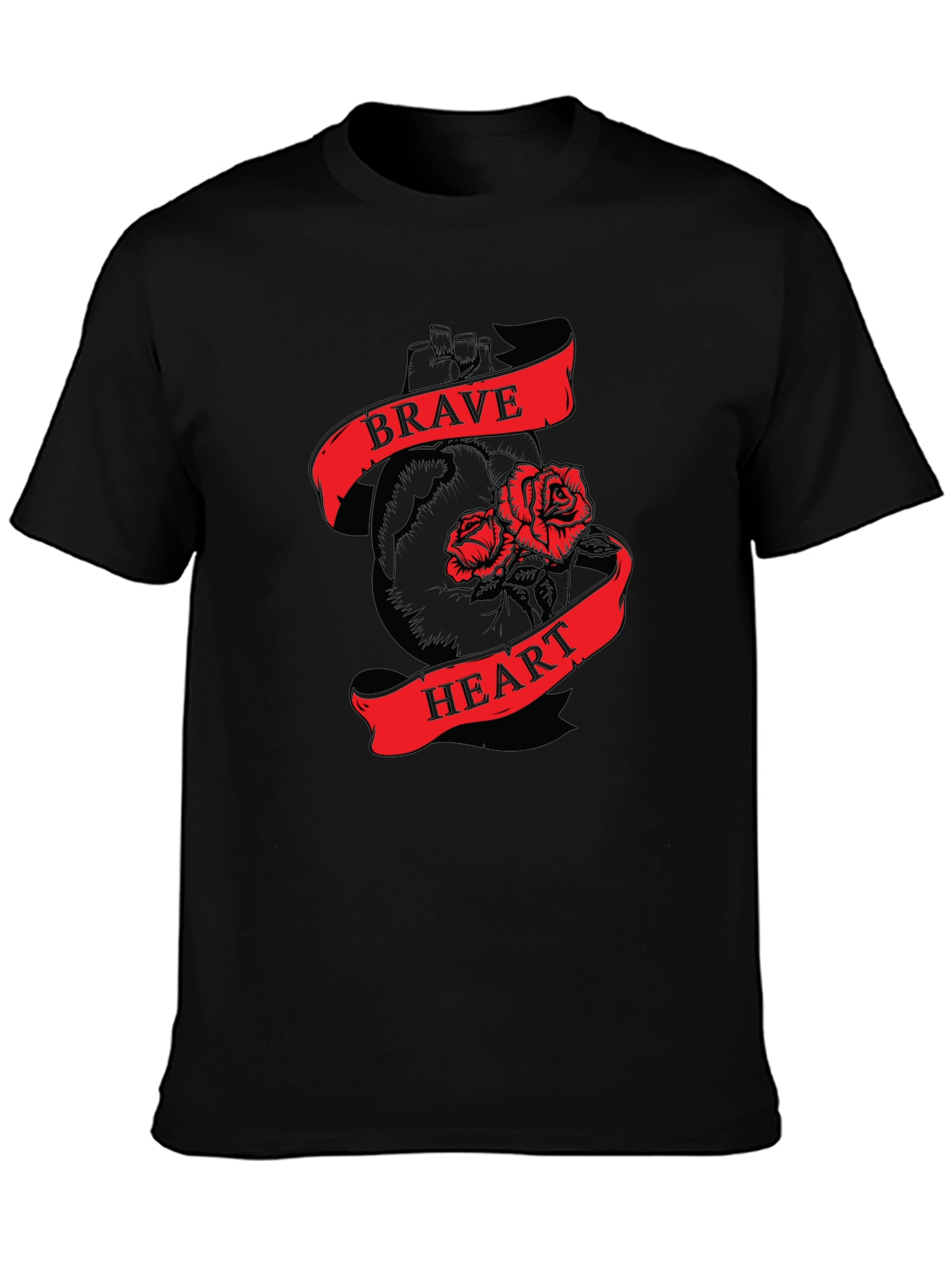 Black Brave Heart Graphic Tee - Men's Short Sleeve T-Shirt view 3