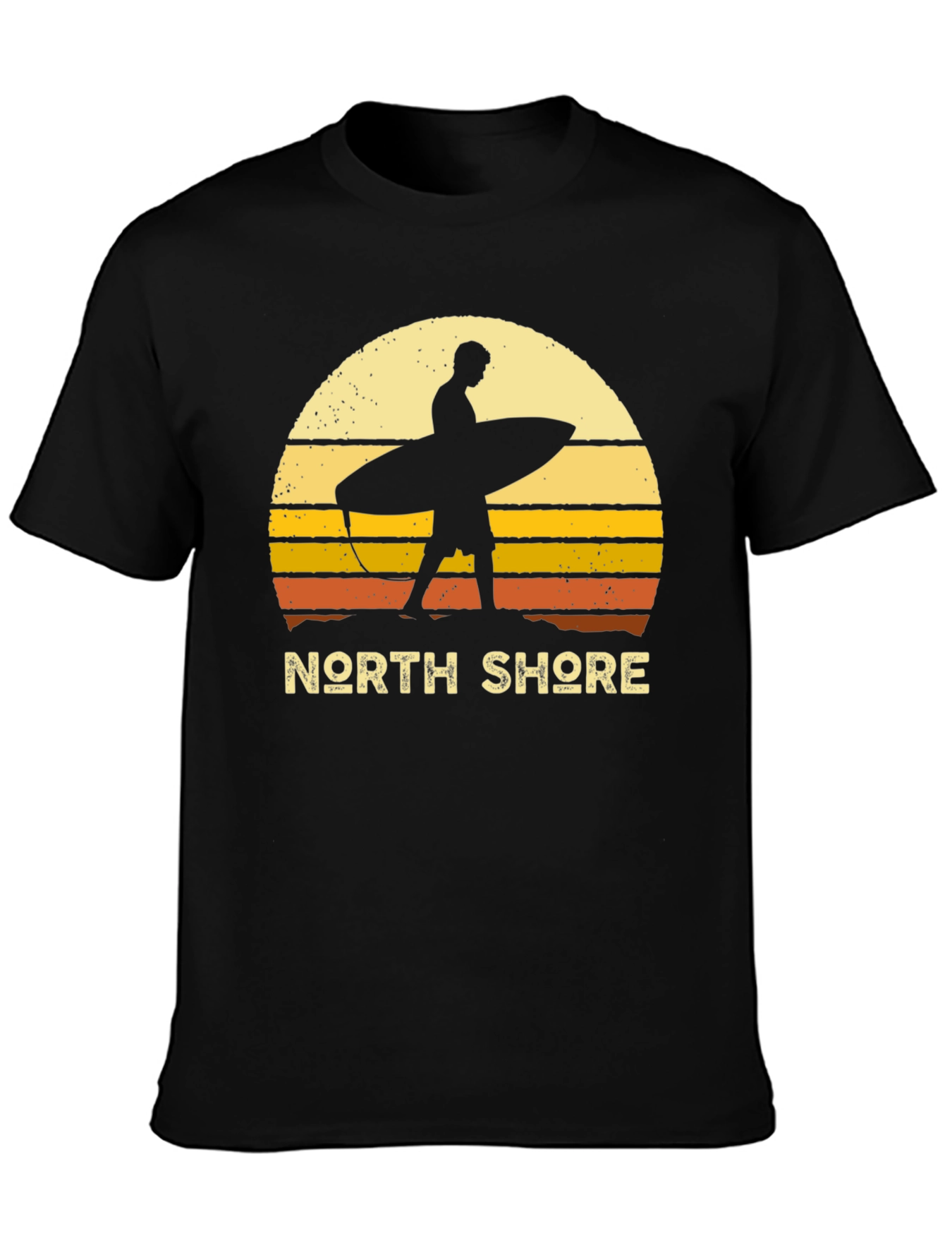 Black North Shore Surfer Sunset Graphic Tee - Black view 3