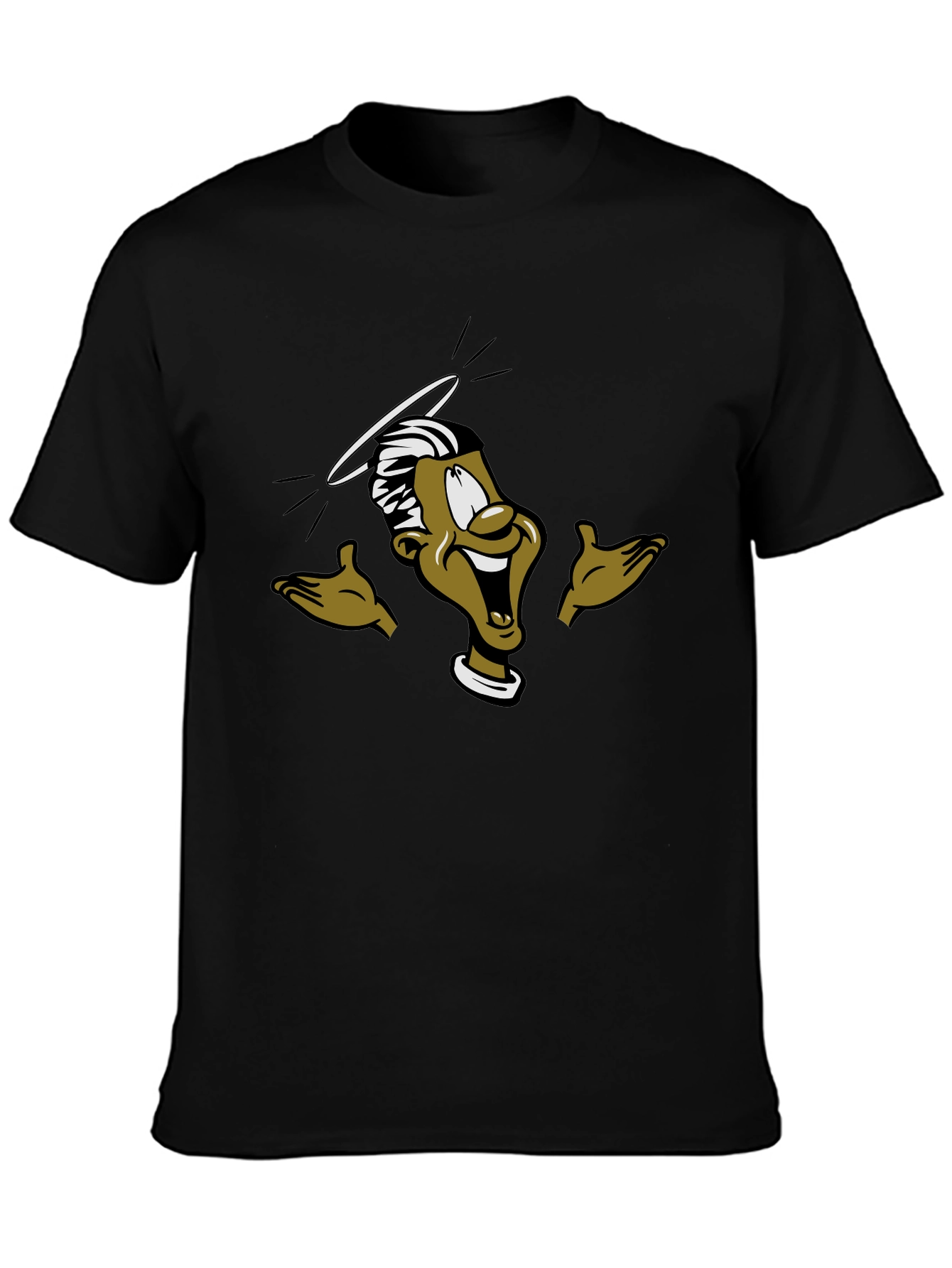 Black Funny Cartoon Graphic T-Shirt view 3