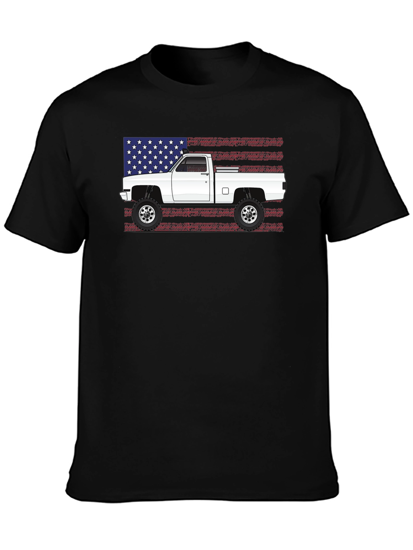 Black American Truck T-Shirt - Patriotic Design view 3