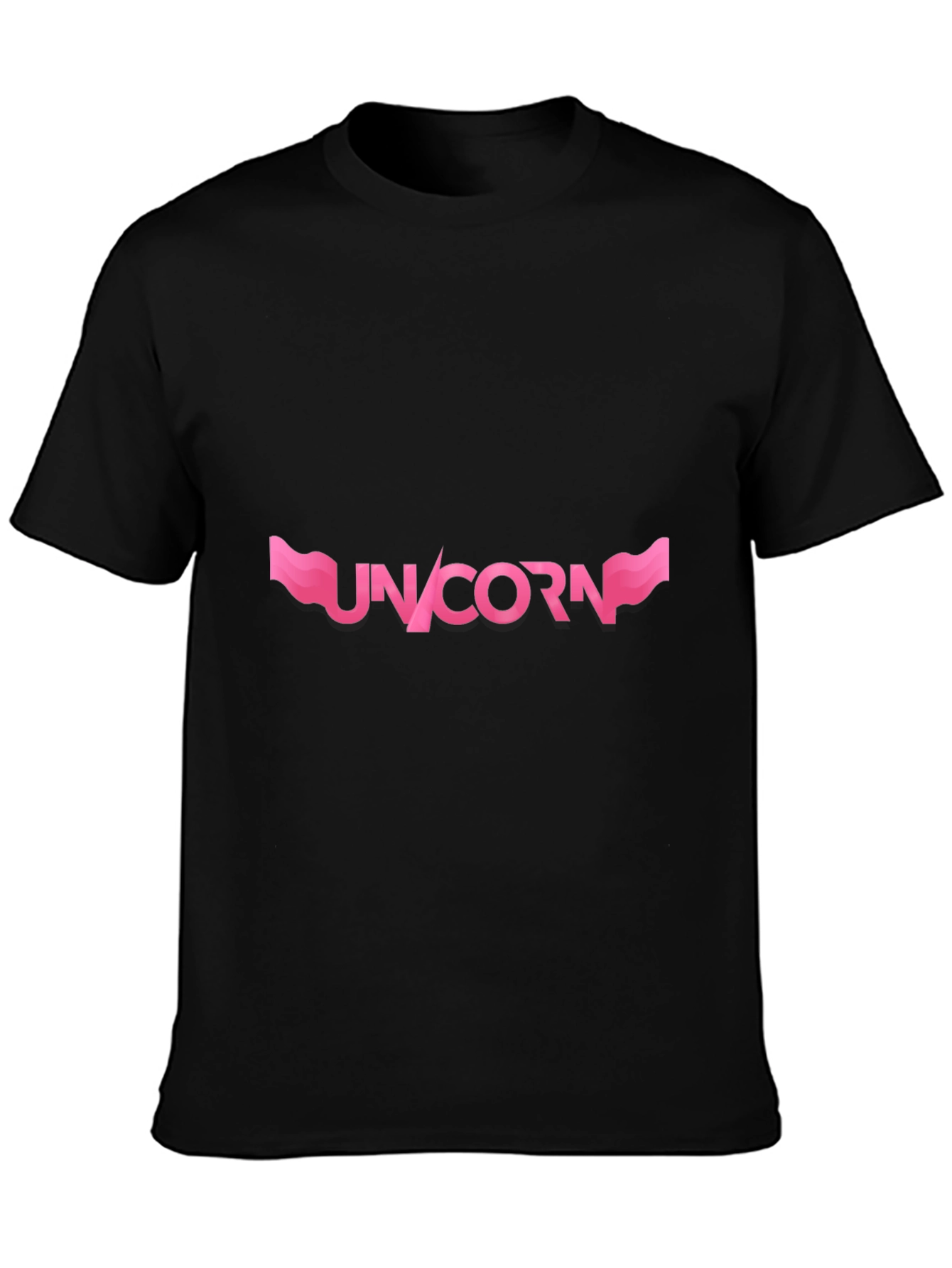 Black Unicorn Graphic T-Shirt - Pink Design on Black view 3
