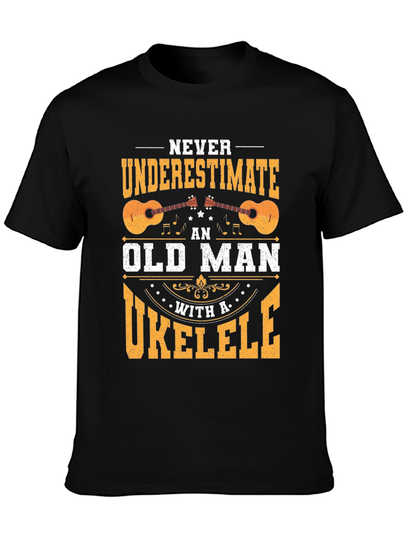 Black Old Man Ukulele T-Shirt view 3