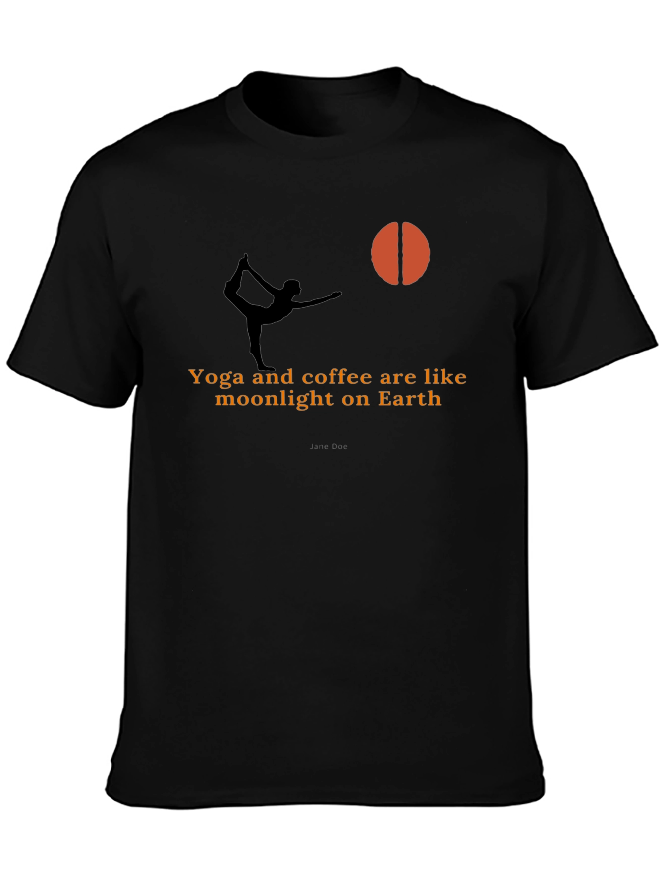 Black Yoga & Coffee T-Shirt - Moonlight Earth Design view 3