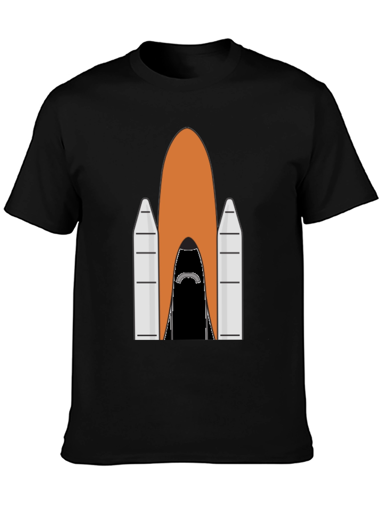 Black Rocket Ship Graphic Tee - Black Cotton T-Shirt view 3