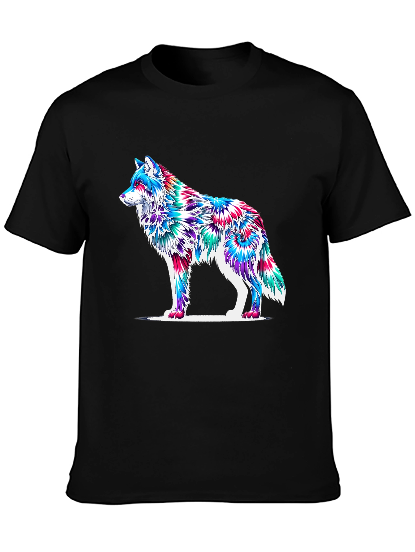 Black Psychedelic Wolf Graphic T-Shirt - Black view 3