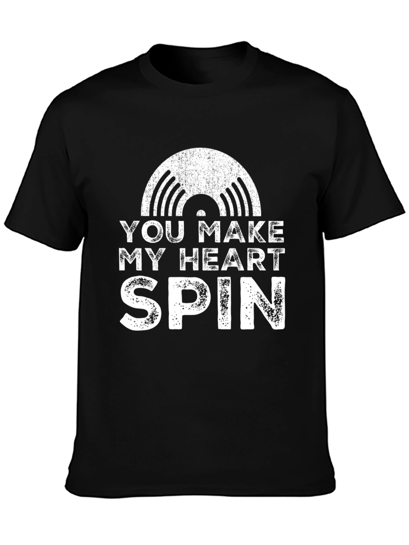 Black You Make My Heart Spin Record Graphic T-Shirt view 3