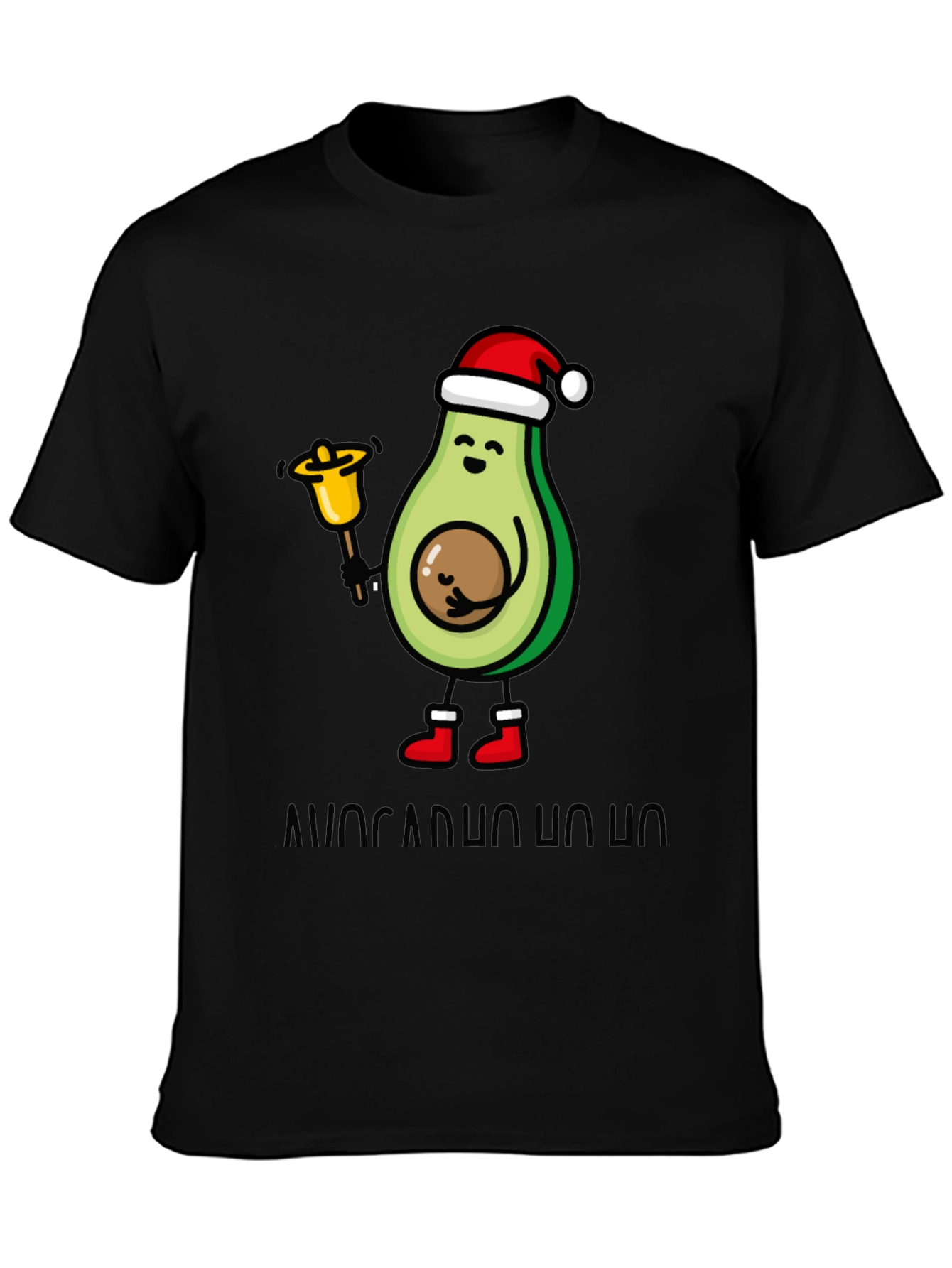 Black Festive Avocado Christmas T-Shirt view 3