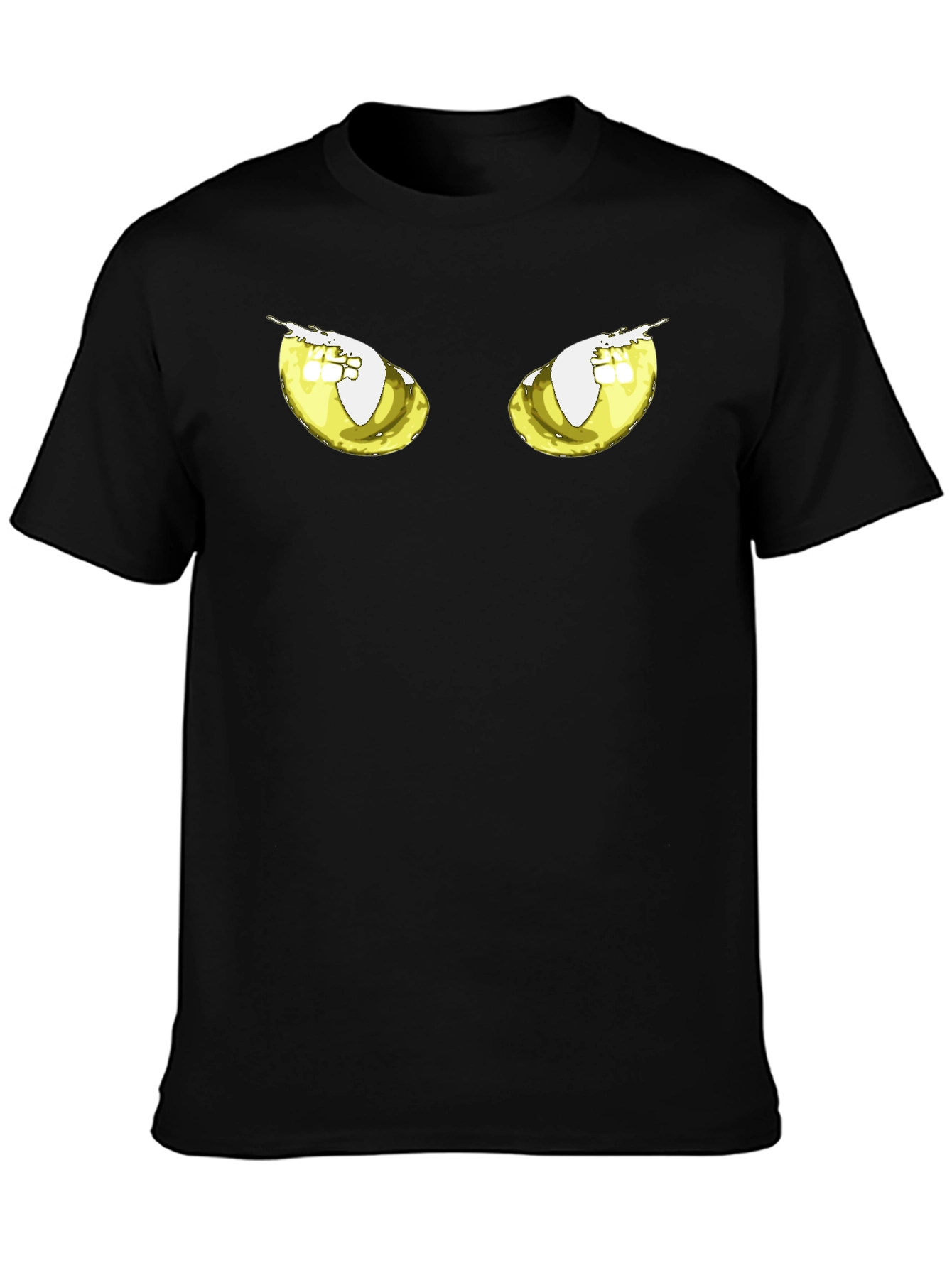 Black Men's Black T-Shirt with Cartoon Eyes view 3