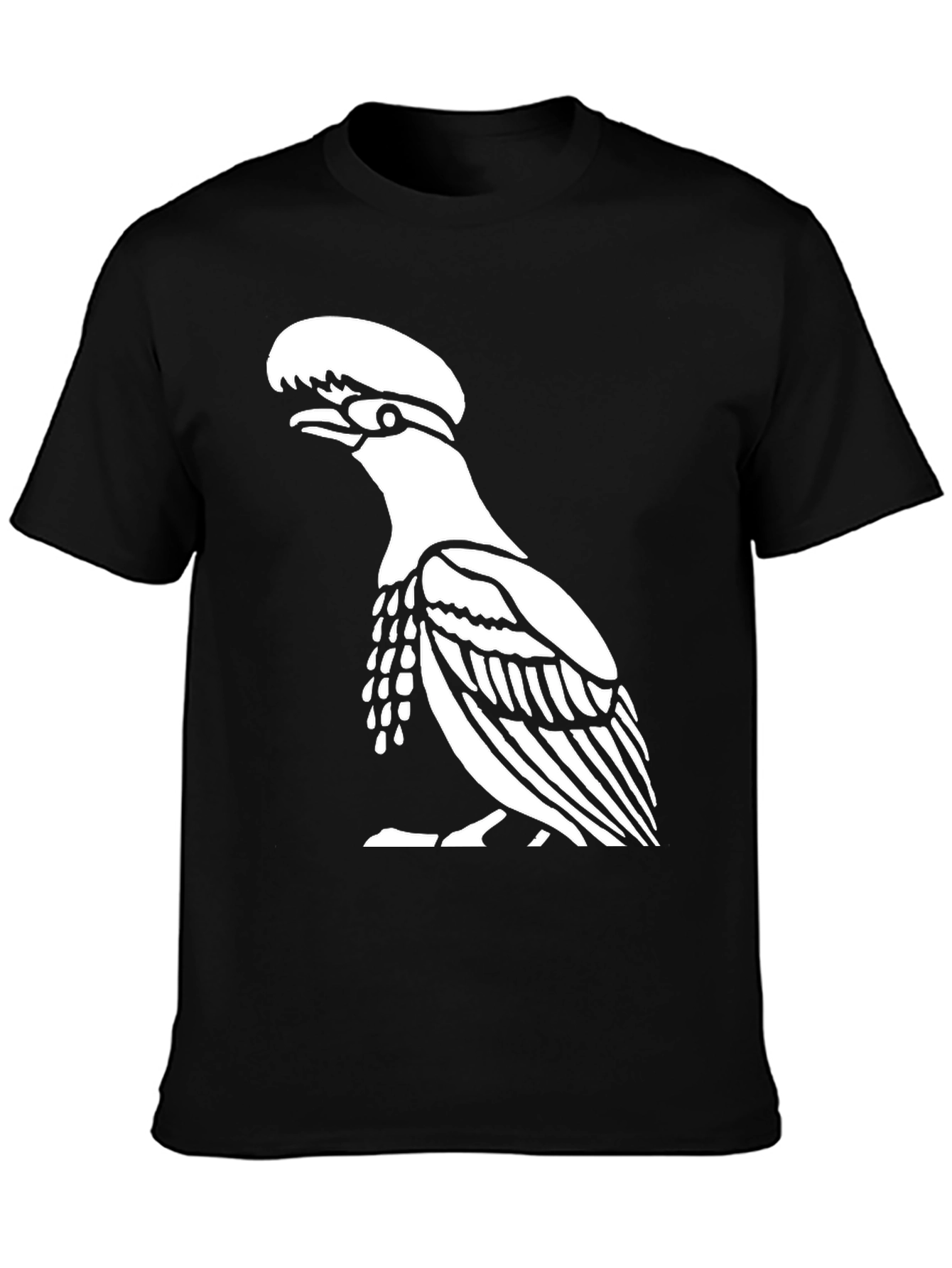 Black Black T-Shirt with Bird Design view 3