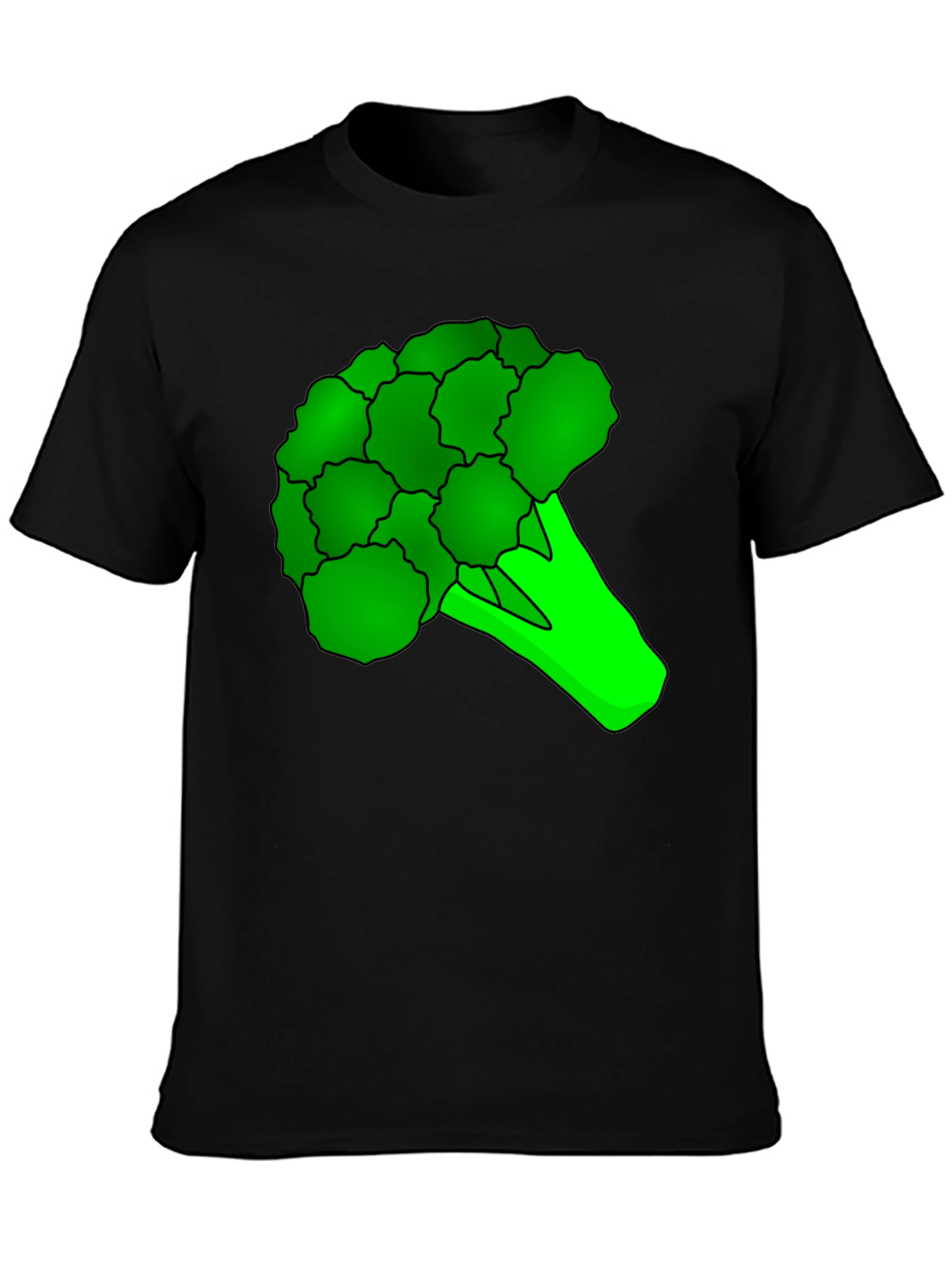 Black Broccoli Graphic Tee - Black Cotton T-Shirt view 3