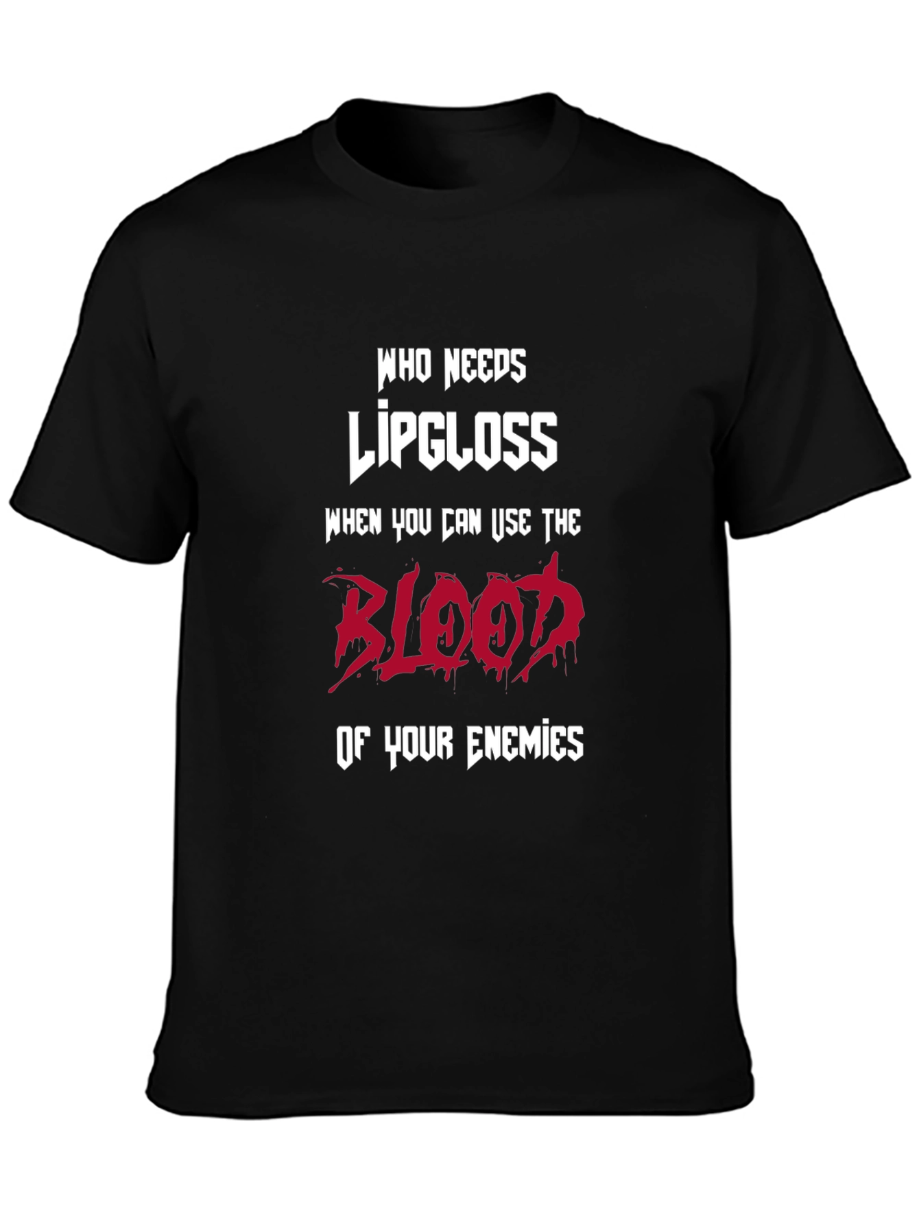 Black Humorous Graphic T-Shirt: Blood of Enemies view 3