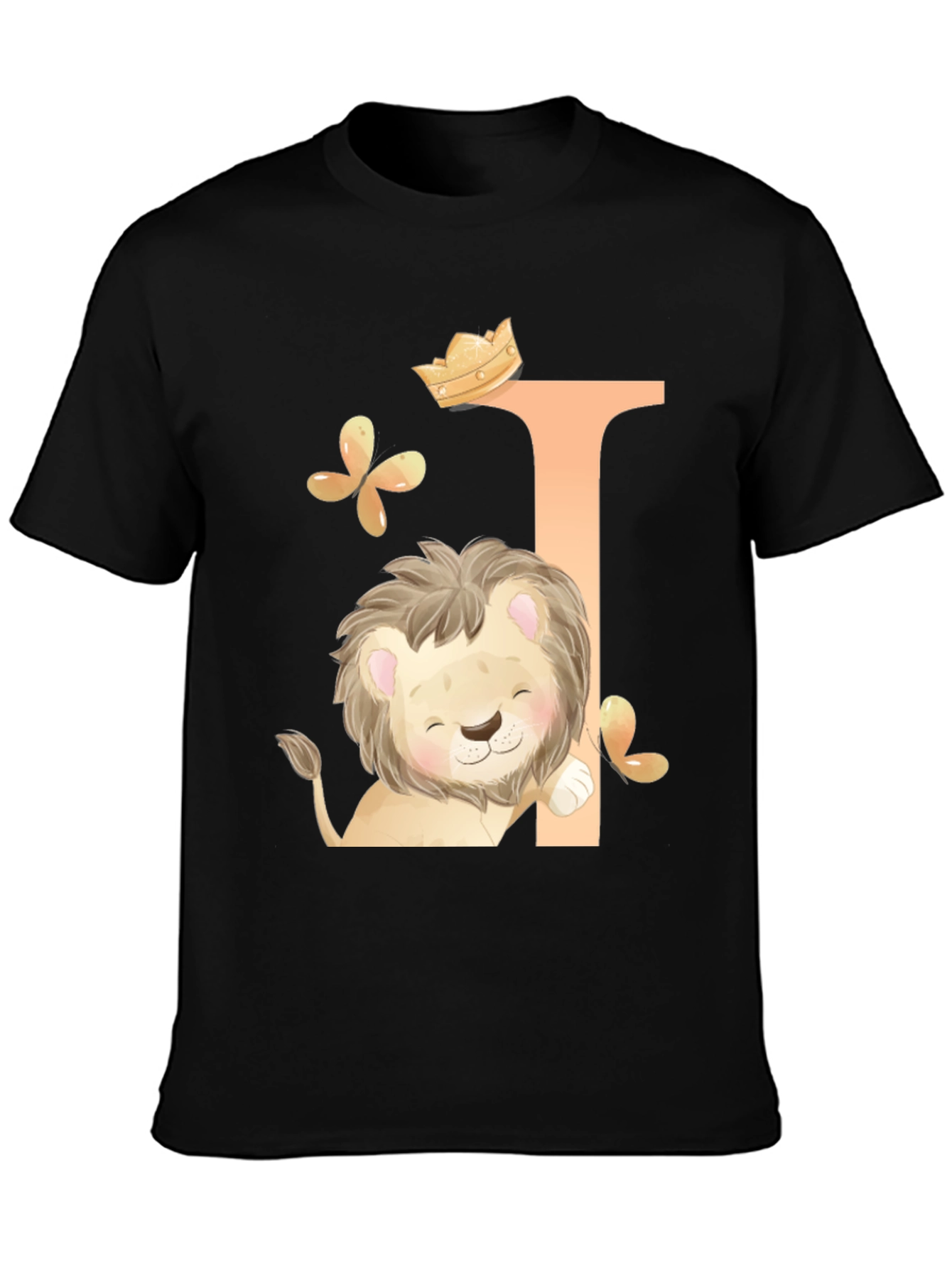 Black Cute Lion King Black T-Shirt view 3