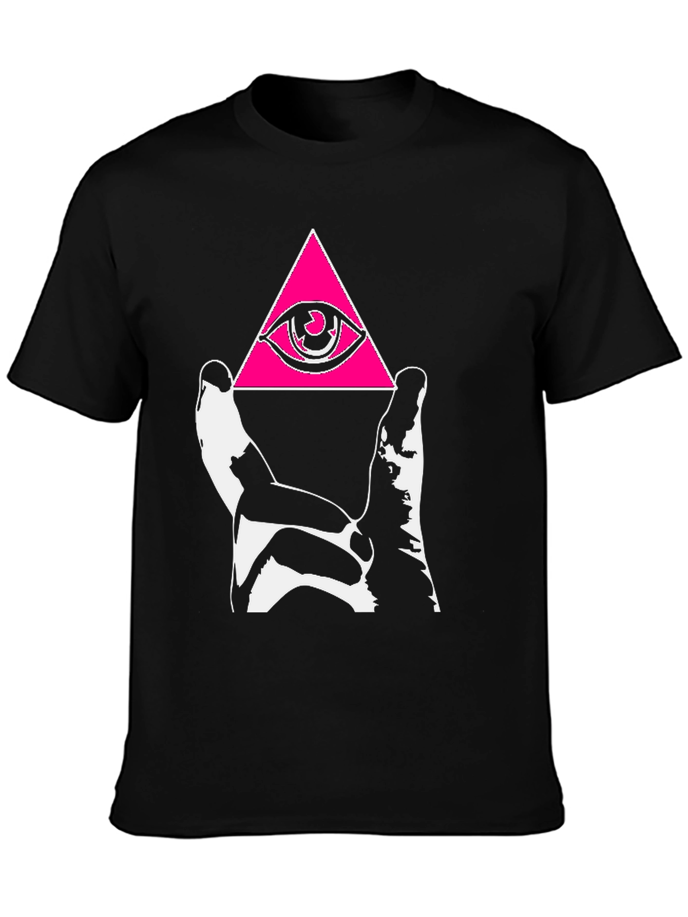Black Illuminati Eye Pyramid Graphic Tee - Black view 3
