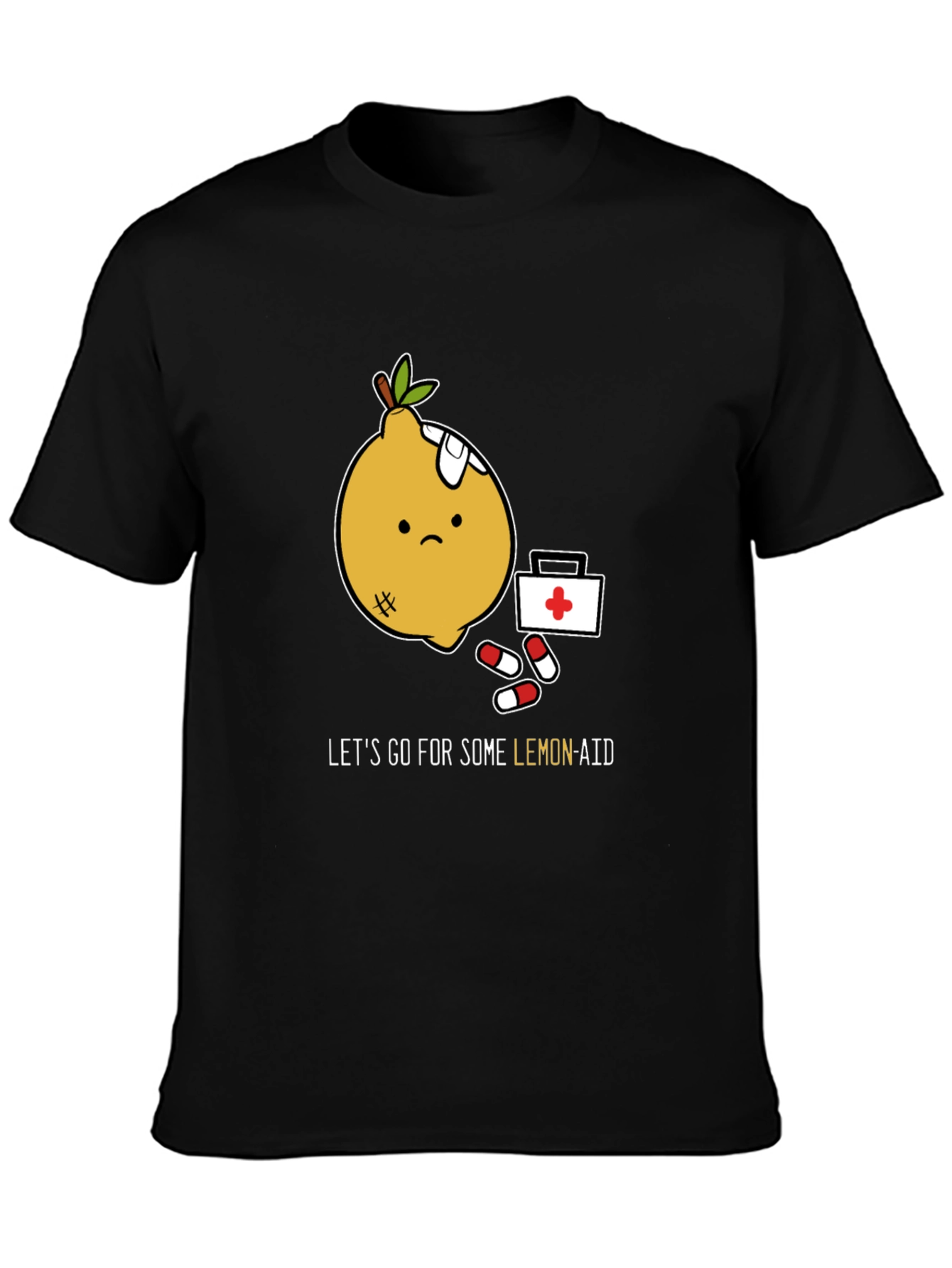 Black Funny Lemon Aid T-Shirt - Get Well Soon view 3