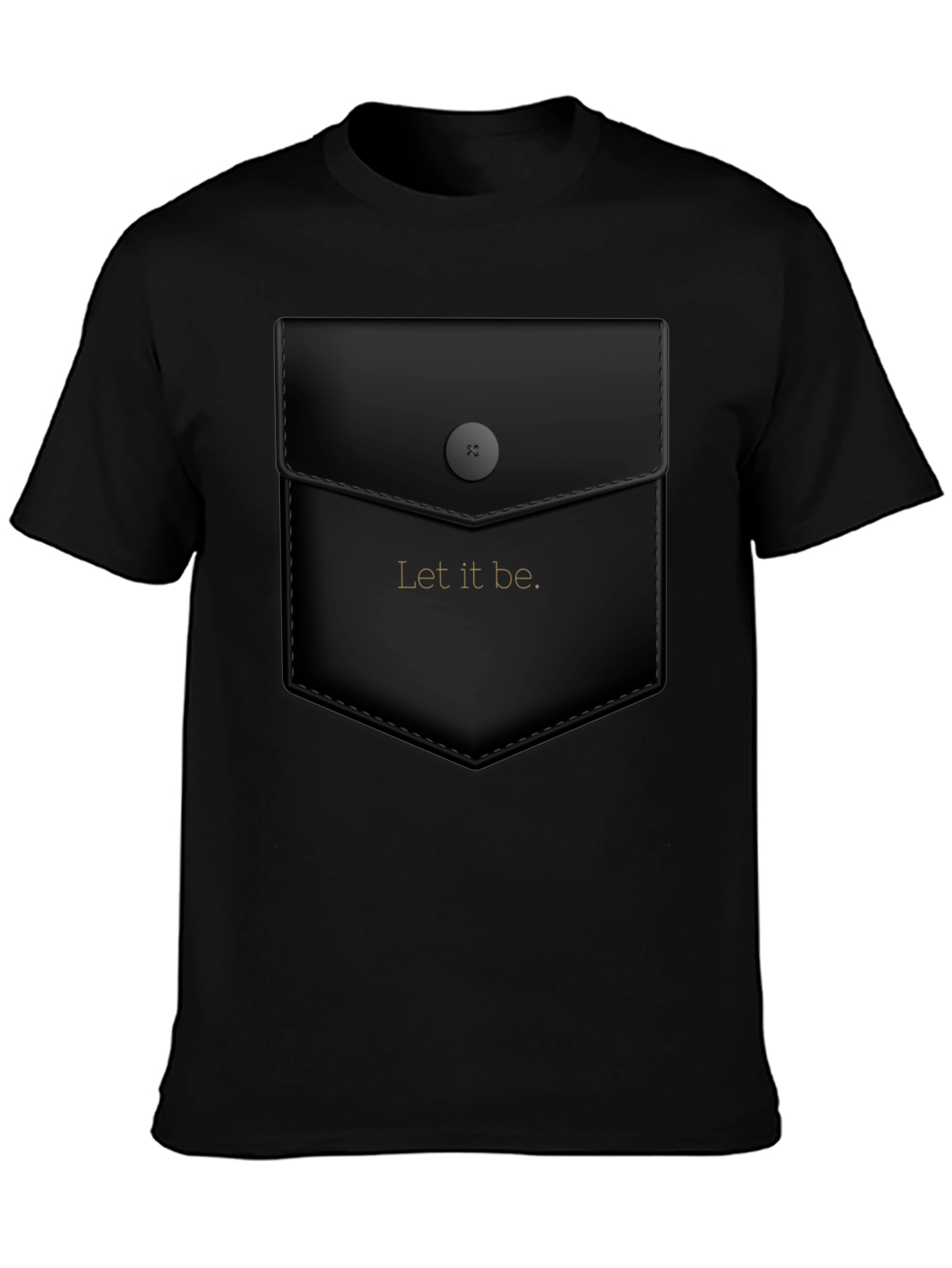 Black Let it Be Graphic Tee - Unique Faux Pocket Design view 3