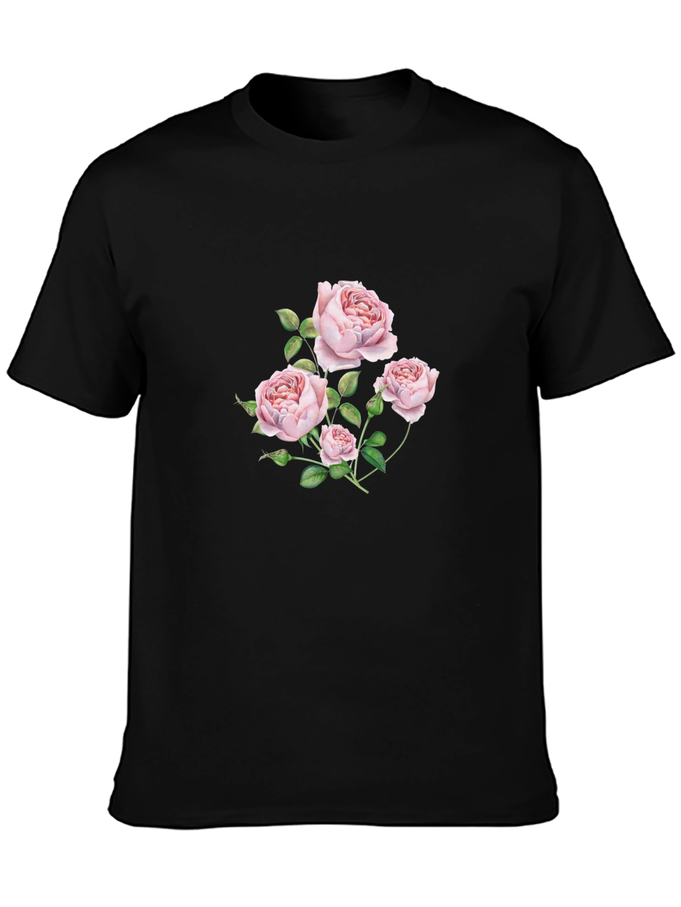 Floral Rose Graphic Black T-Shirt - 3