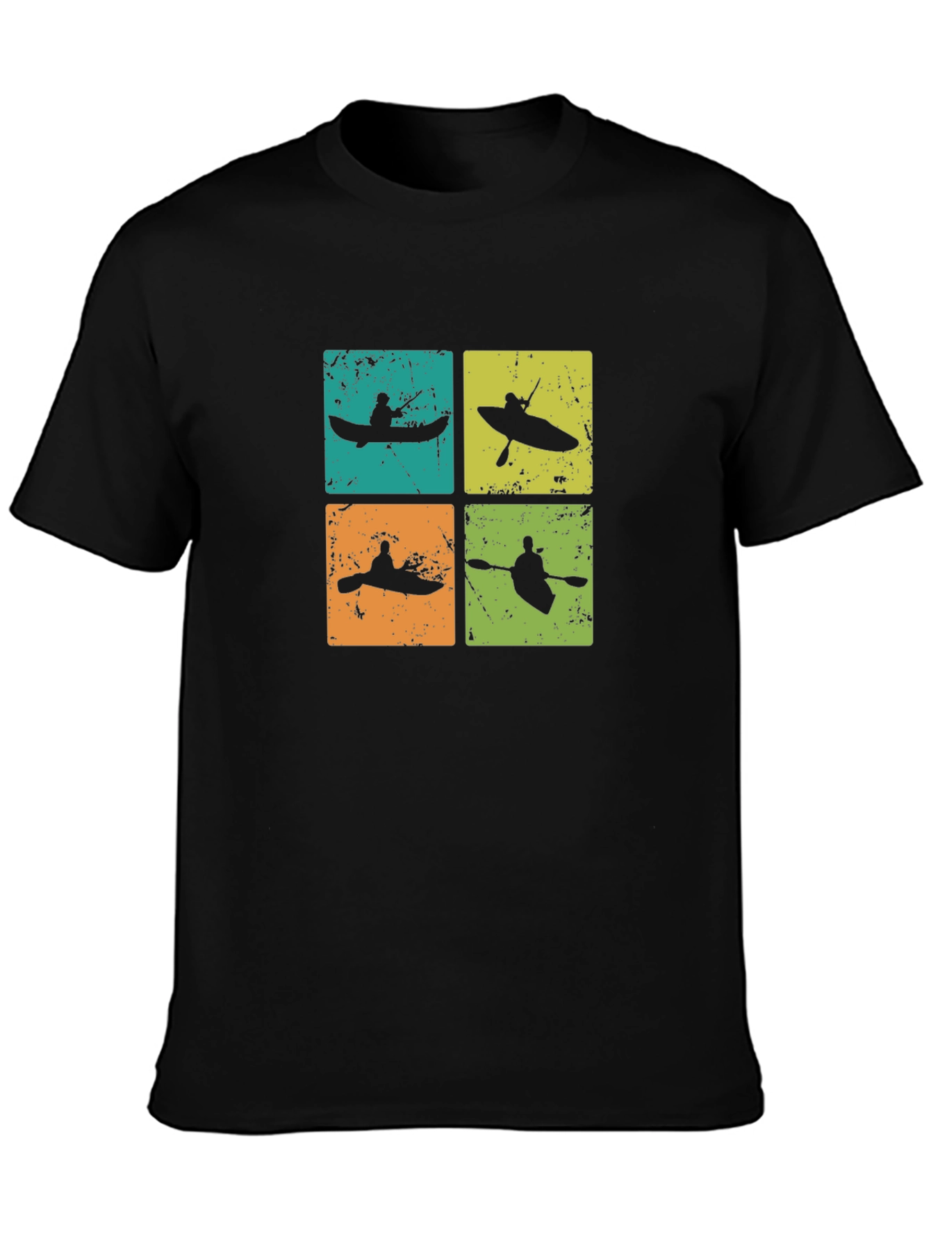 Black Retro Kayak Silhouette Graphic T-Shirt - Paddling Adventure Tee view 3