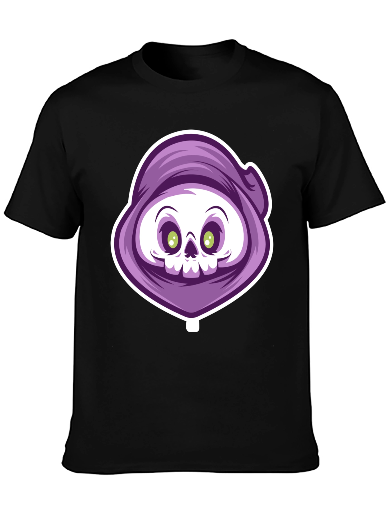 Black Grim Reaper Cartoon Graphic T-Shirt view 3