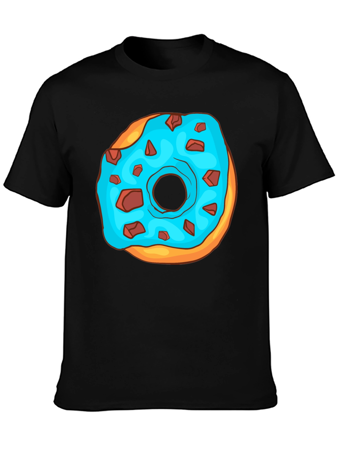 Black Donut Graphic T-Shirt - Funny Cartoon Design view 3