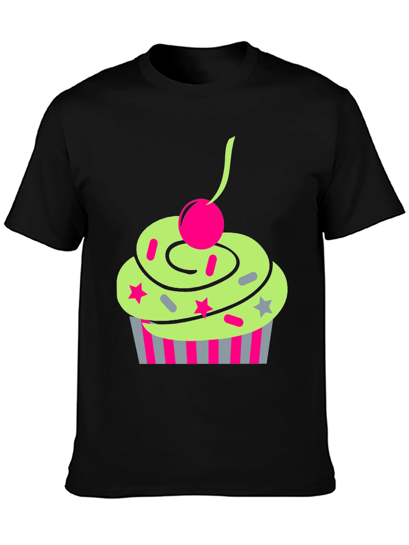 Black Funky Cupcake Graphic Tee - Quirky Style view 3