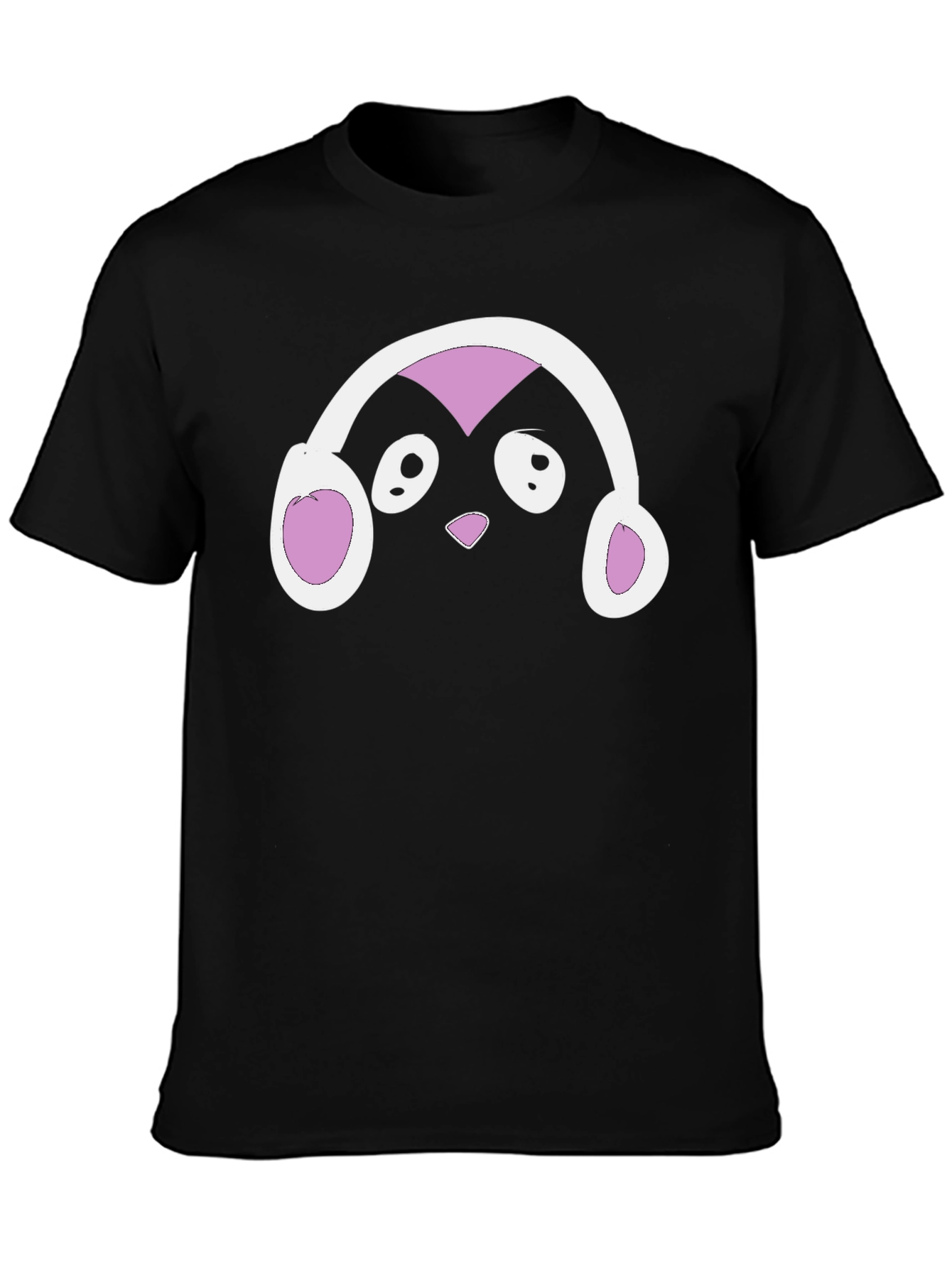 Black Cute Penguin DJ Graphic T-Shirt view 3