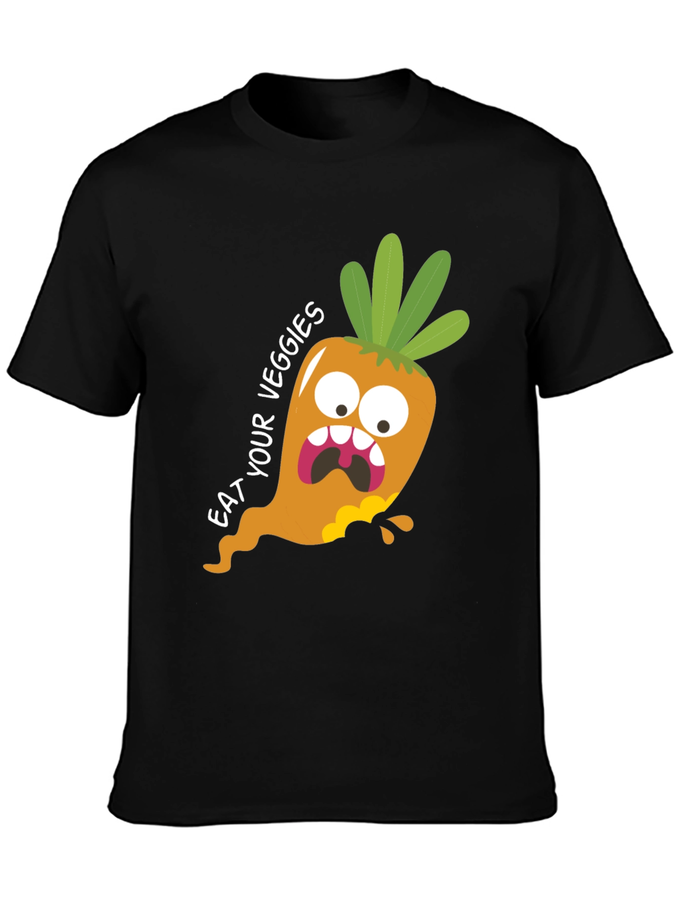 Black Eat Your Veggies T-Shirt: Funny Carrot Graphic Tee view 3