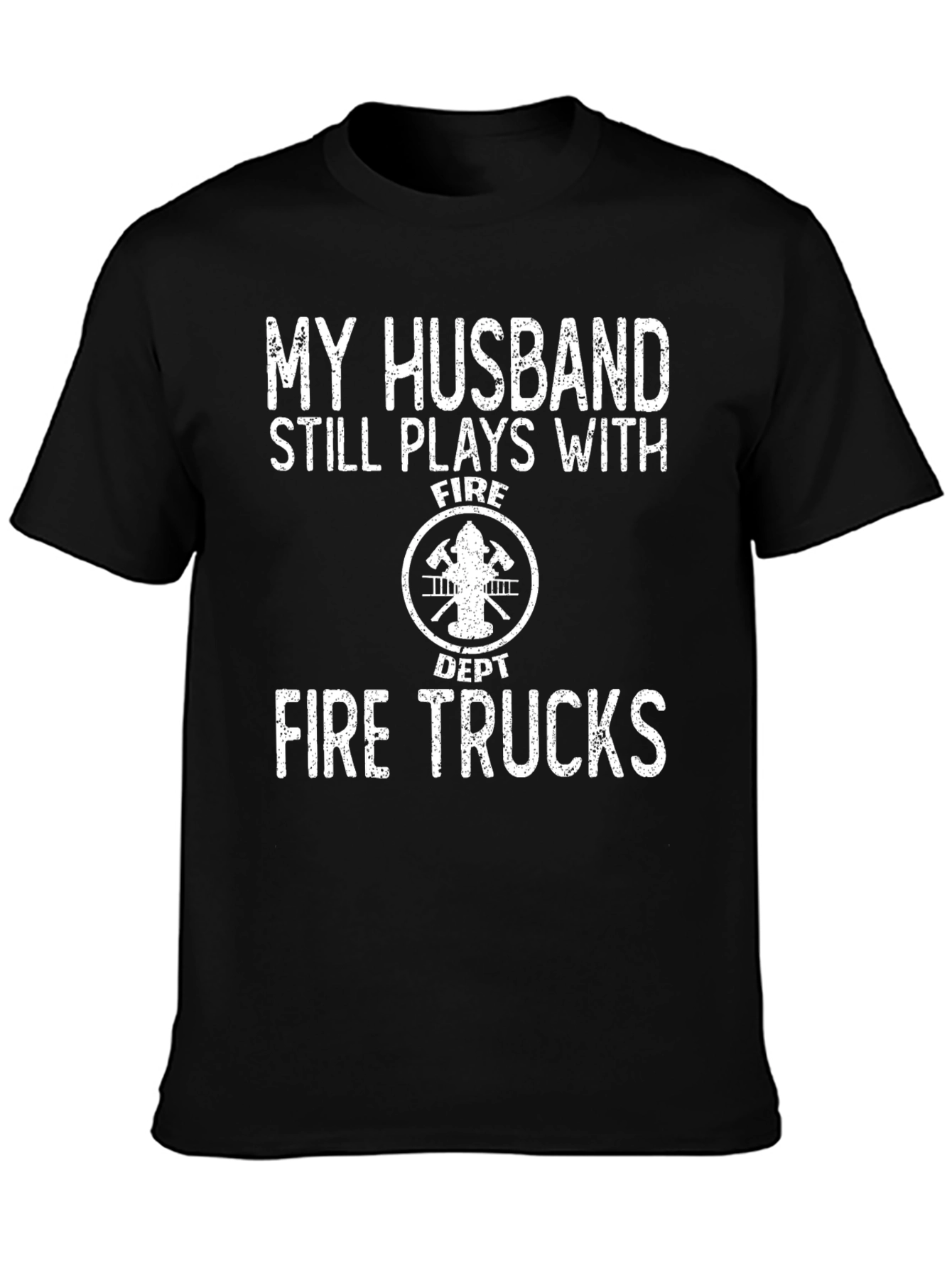 Black Firefighter Husband Graphic T-Shirt view 3