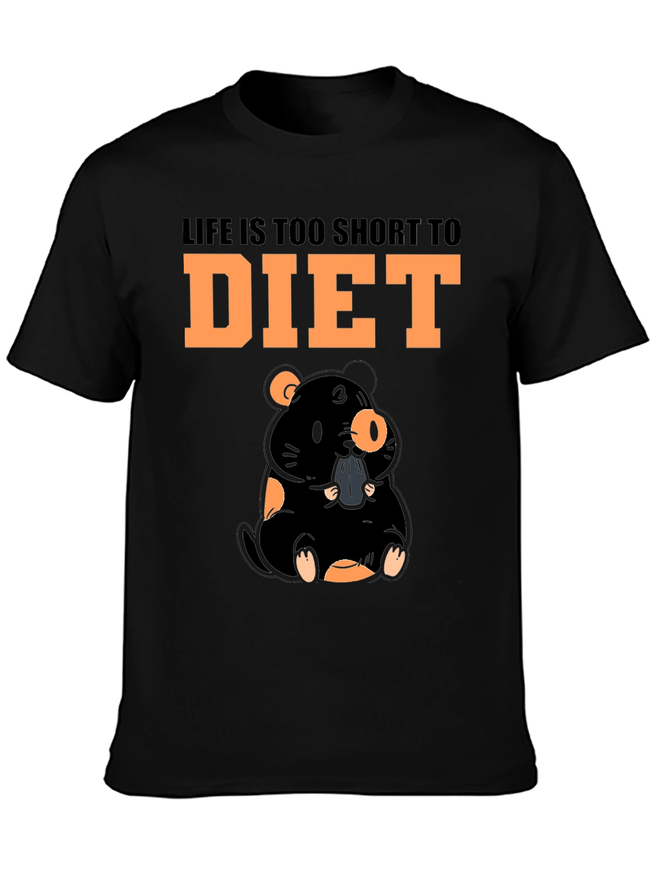 Black Life is Too Short to Diet T-Shirt Funny Foodie Tee view 3