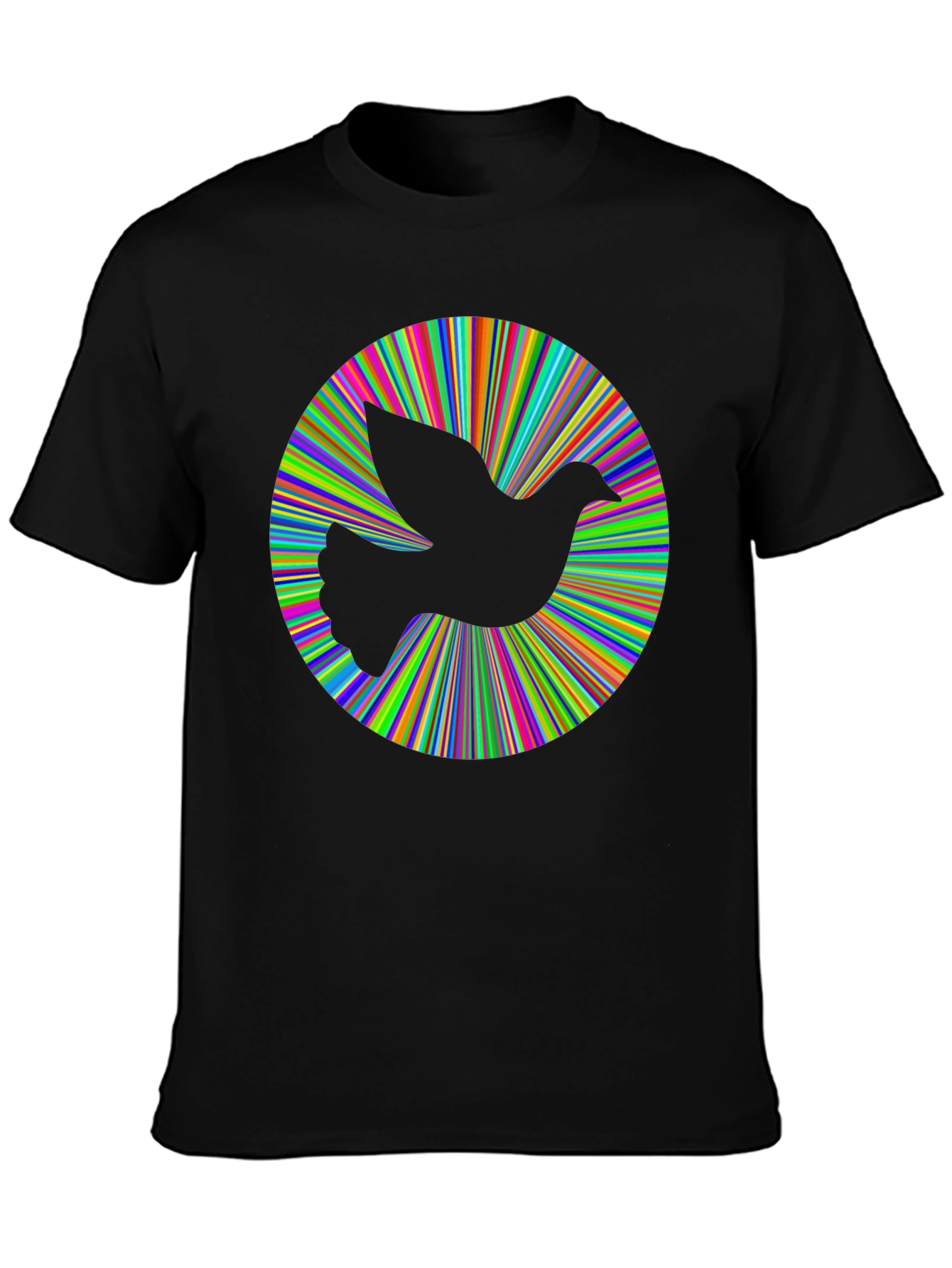 Black Peace Dove Graphic Tee - Vibrant Colors, Soft Cotton Blend view 3