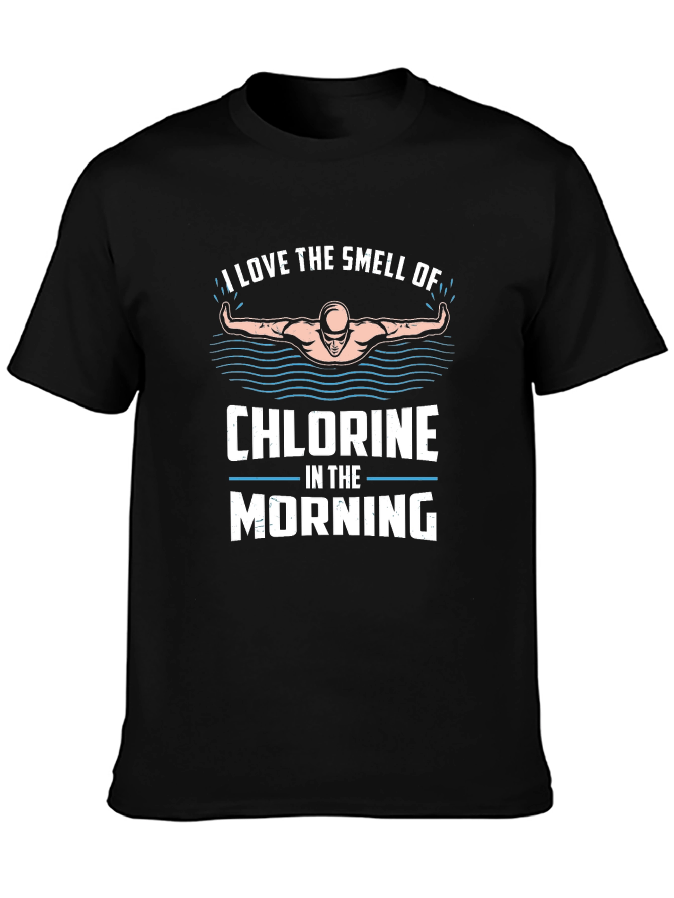 Black Chlorine in the Morning Swimmer T-Shirt view 3