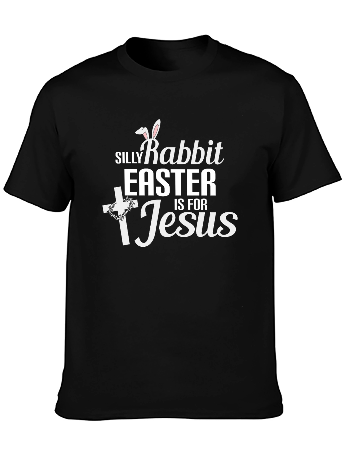 Black Silly Rabbit Easter is for Jesus Black T-Shirt view 3