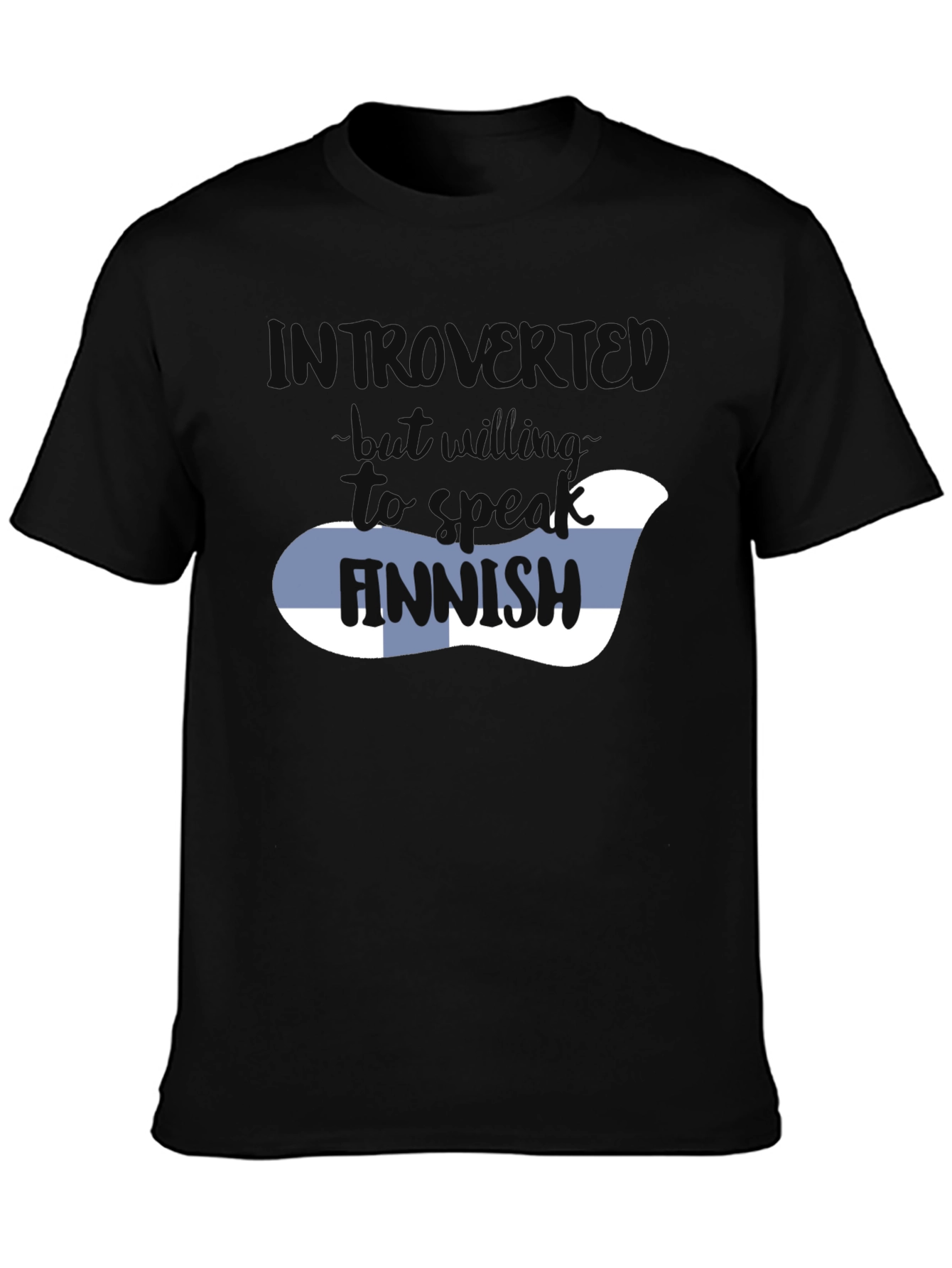 Black Introvert Finnish T-Shirt - Funny Graphic Tee view 3