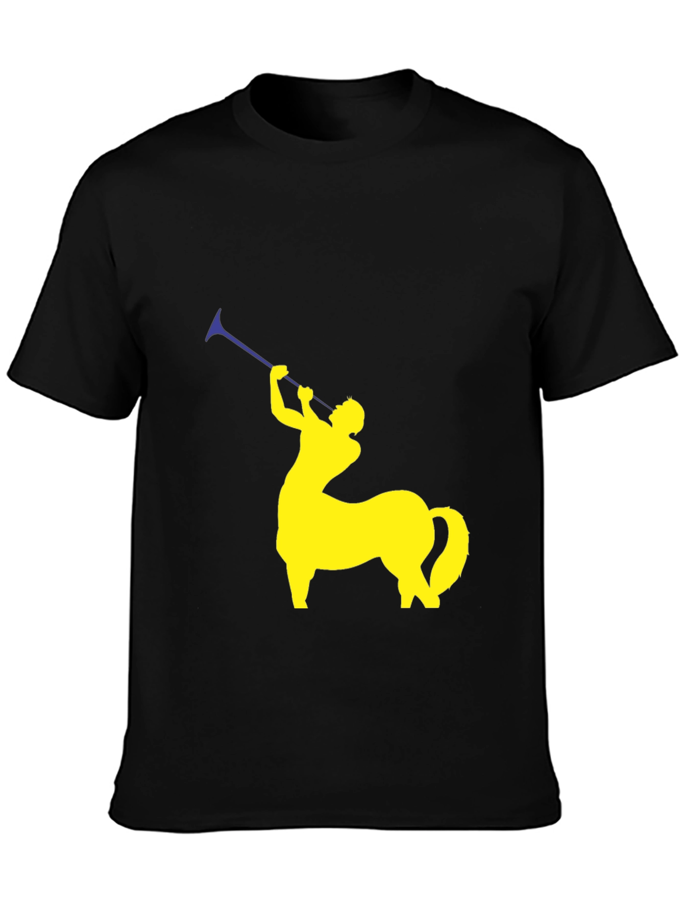 Black Centaur Trumpeter Graphic Tee - Black Cotton Shirt view 3