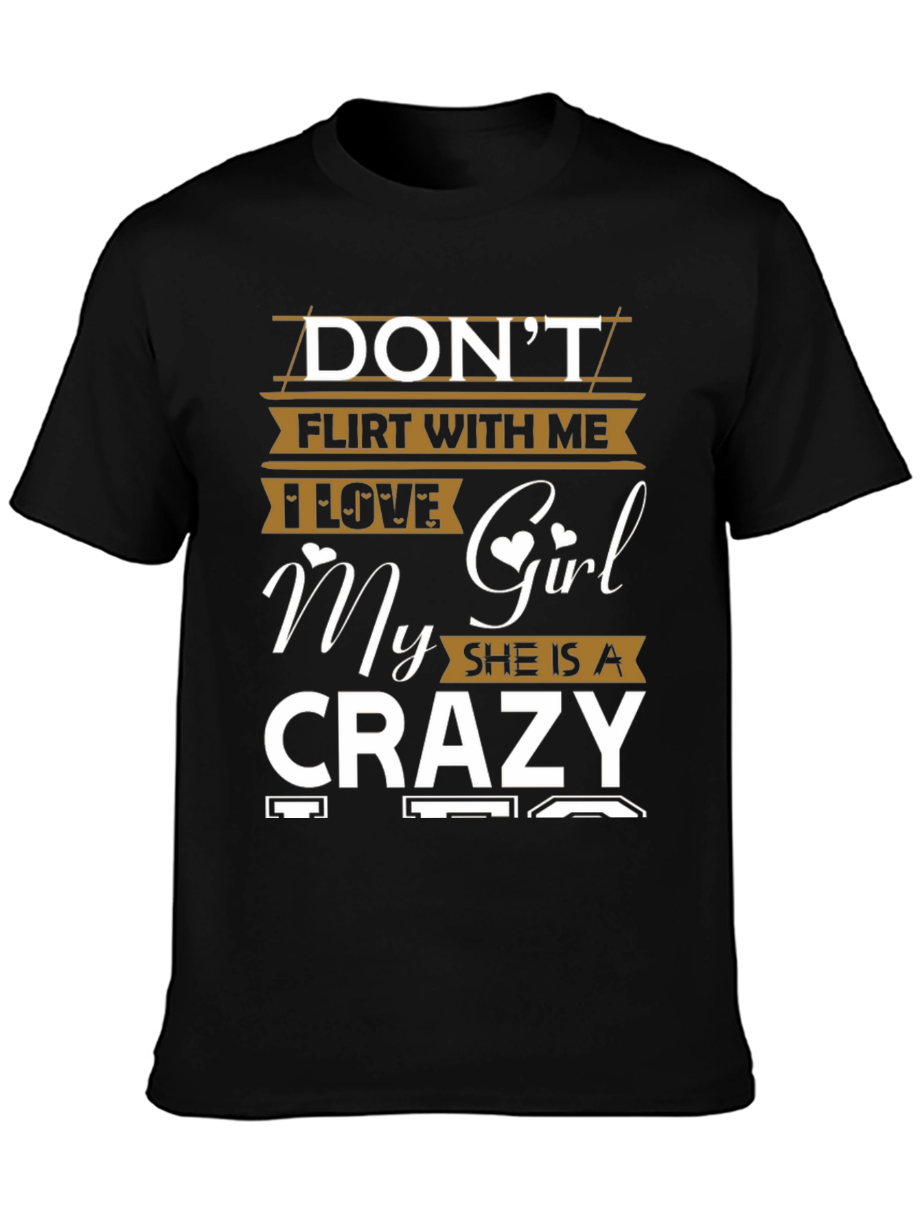 Black Don't Flirt Crazy Girl Black Graphic T-Shirt view 3