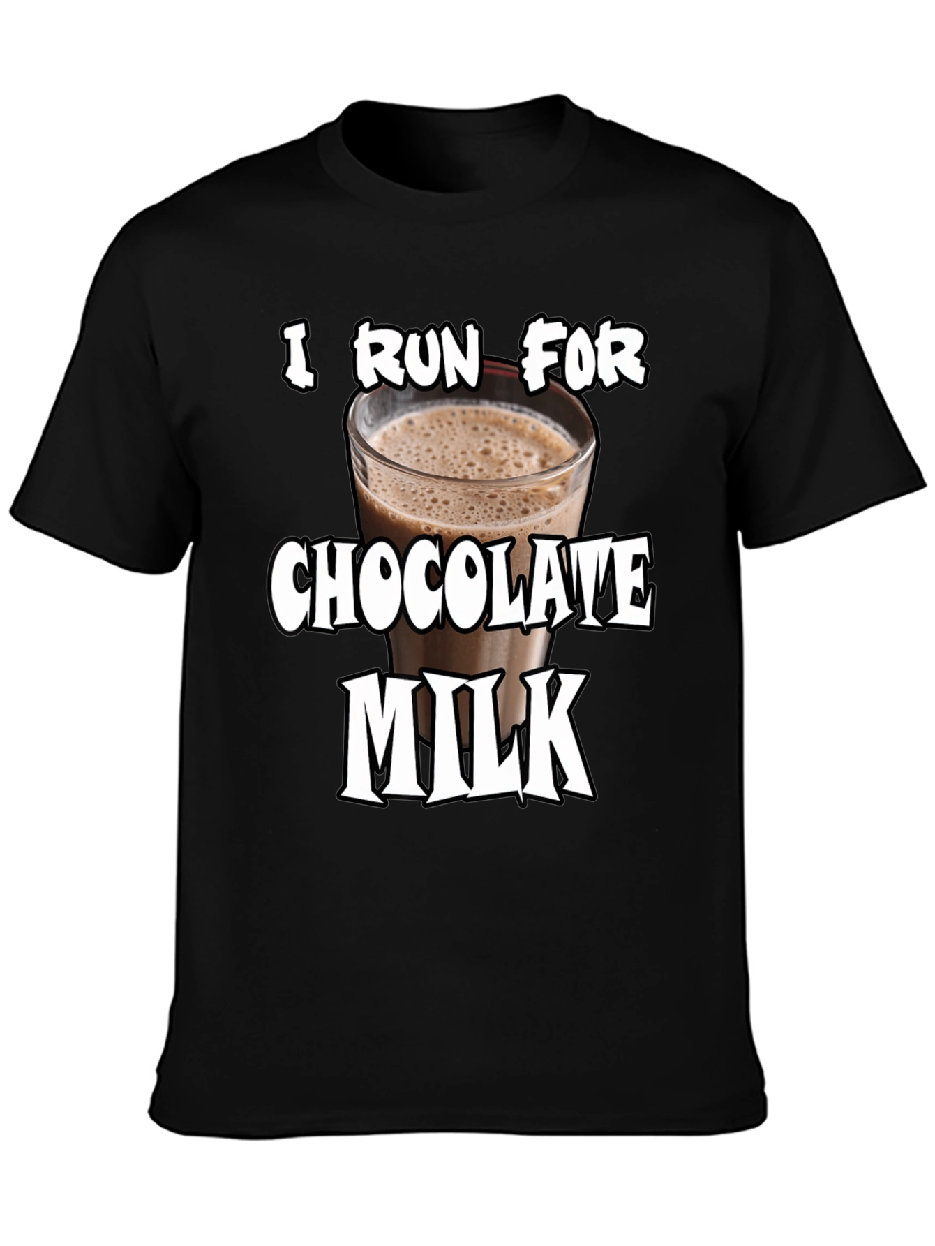 Black I Run For Chocolate Milk T-Shirt - Funny Workout Tee view 3
