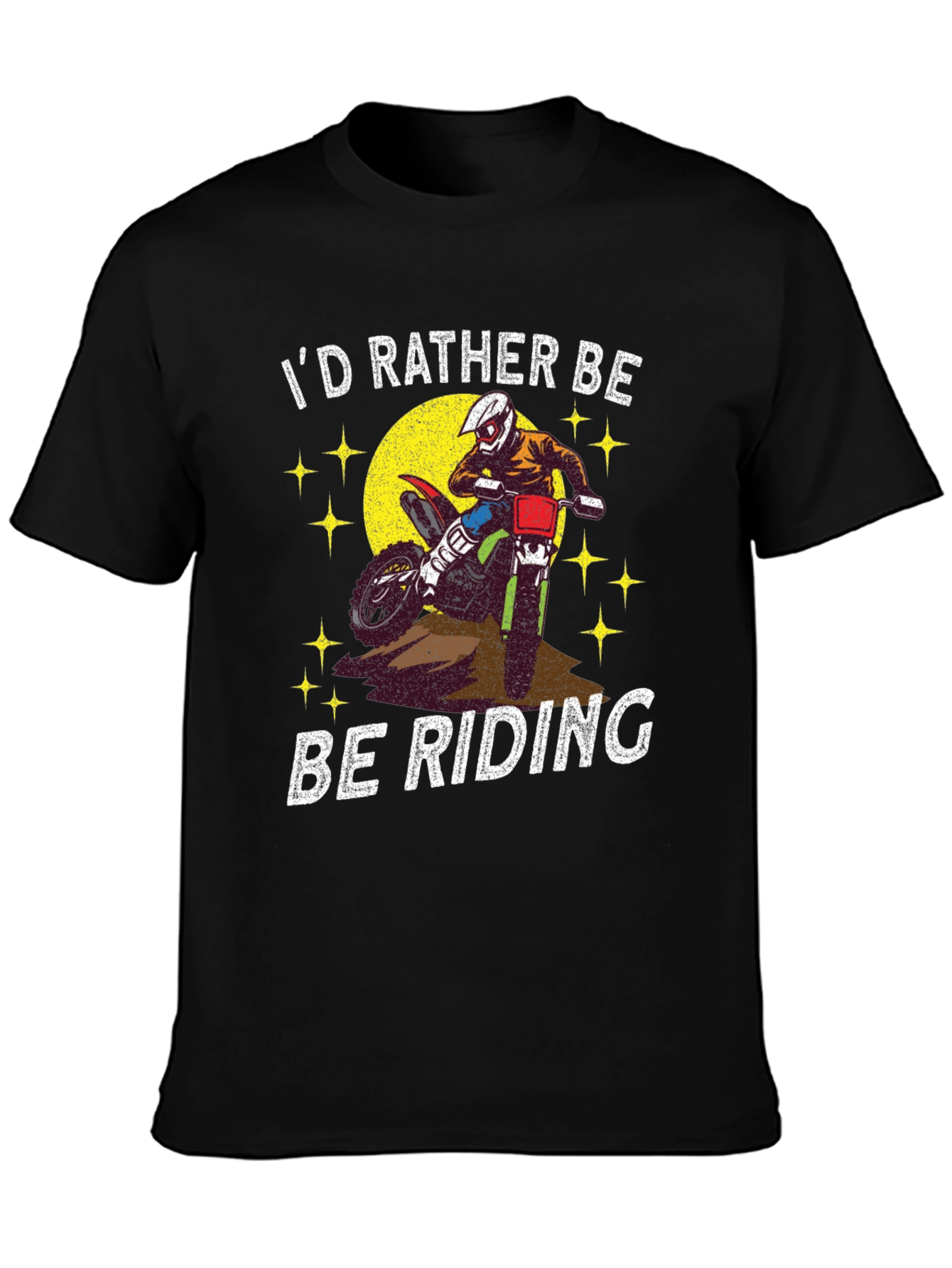 Black I'd Rather Be Riding T-Shirt - Motorcross Rider Tee view 3