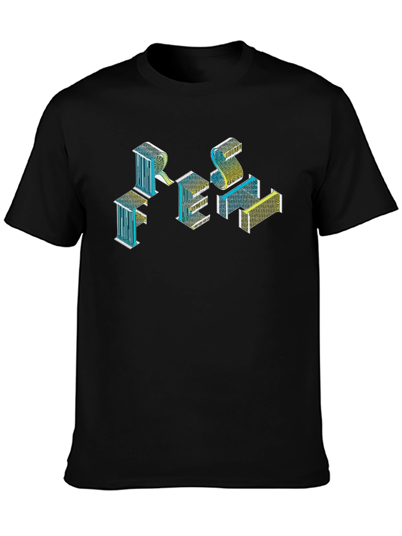 Black Abstract Isometric Graphic Tee - Black view 3